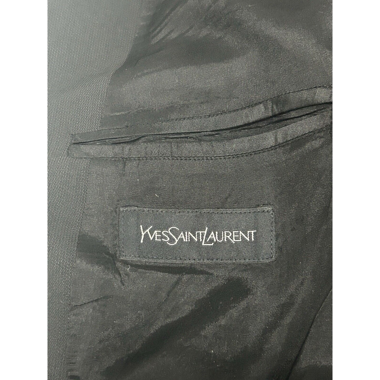 Yves Saint Laurent Solid Black 3 Button Ventless Suit Jacket Blazer Size 43L