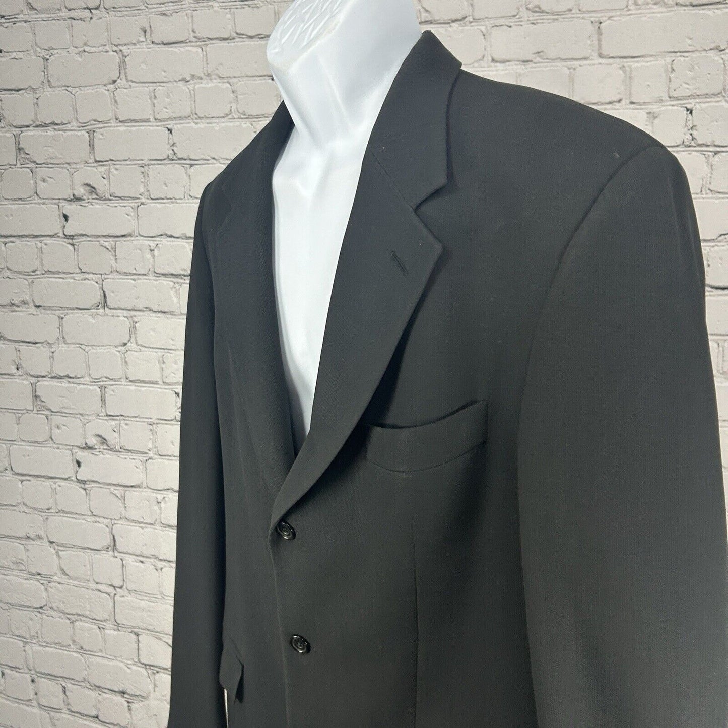 Yves Saint Laurent Solid Black 3 Button Ventless Suit Jacket Blazer Size 43L