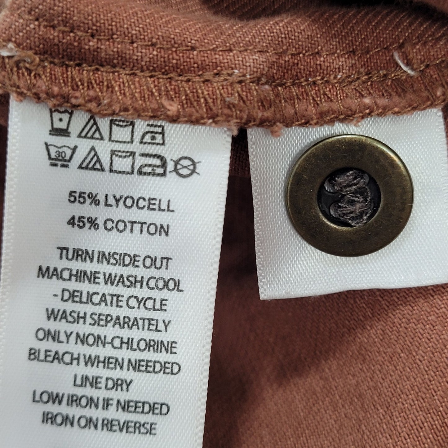 Nicole Miller Muted Orange Twill Adjustable Waist Cargo Pants Size 10 (30x25)