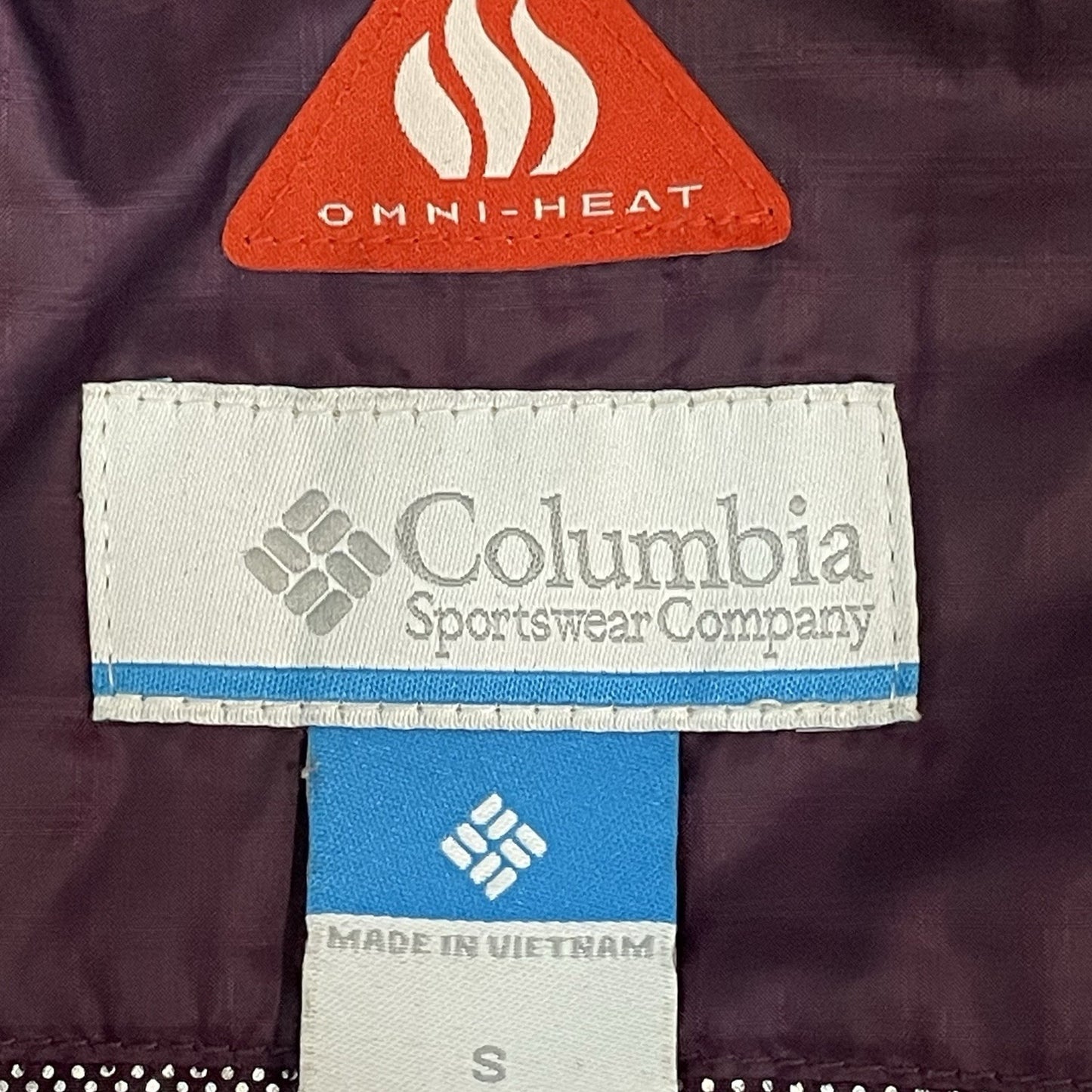 Columbia Purple Quilted Omni Heat Insulated Zipped Jacket Pockets Size Small S