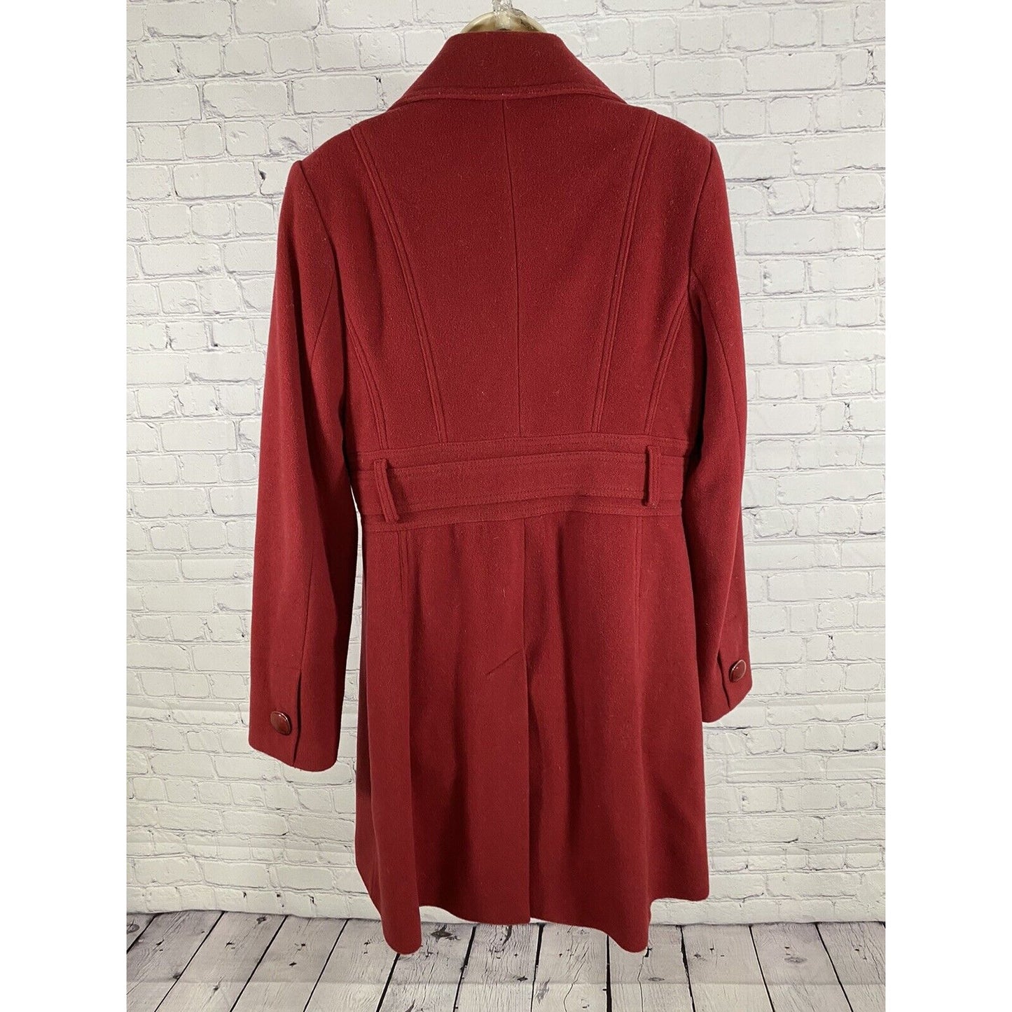 VTG Kenneth Cole Red Wool Blend Long Winter Overcoat Coat Jacket Size 10