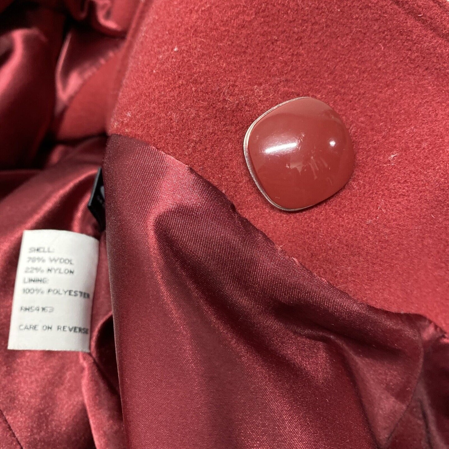 VTG Kenneth Cole Red Wool Blend Long Winter Overcoat Coat Jacket Size 10