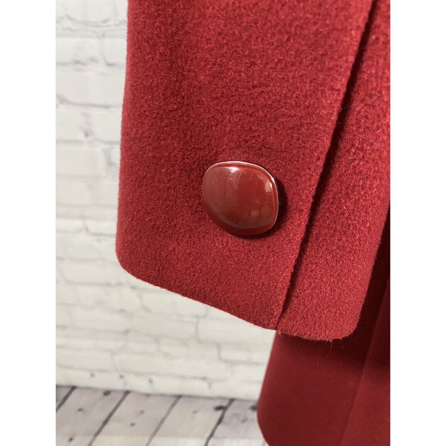 VTG Kenneth Cole Red Wool Blend Long Winter Overcoat Coat Jacket Size 10