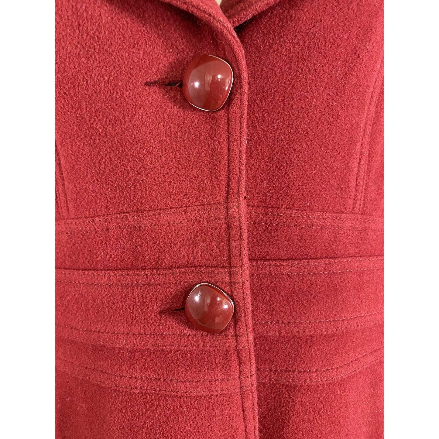 VTG Kenneth Cole Red Wool Blend Long Winter Overcoat Coat Jacket Size 10