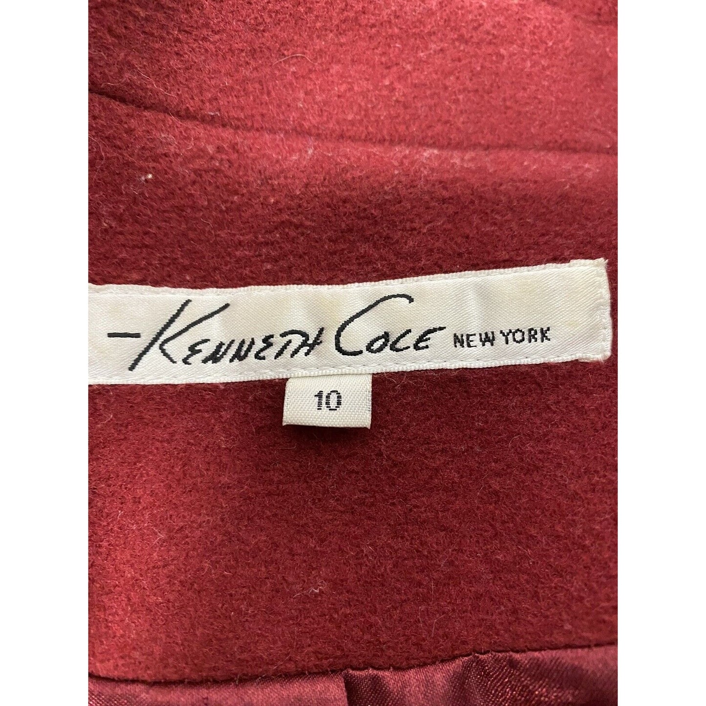 VTG Kenneth Cole Red Wool Blend Long Winter Overcoat Coat Jacket Size 10