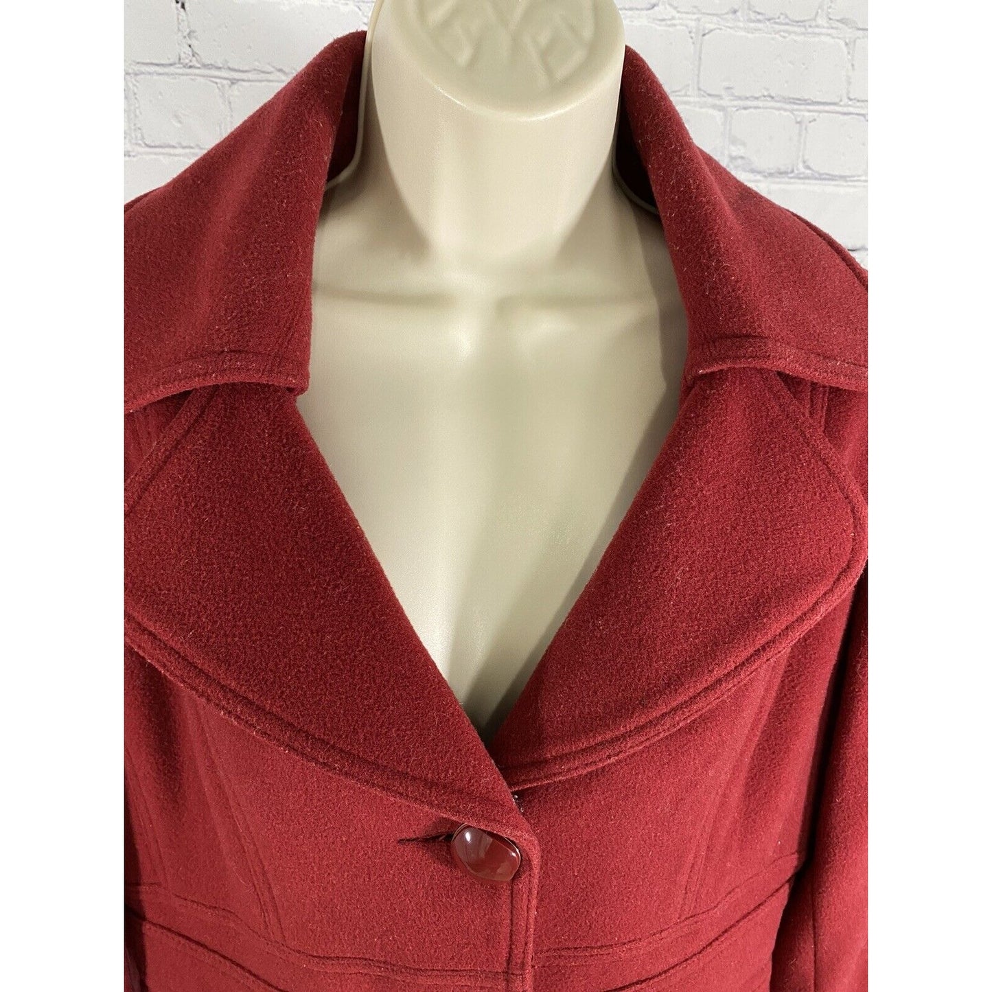 VTG Kenneth Cole Red Wool Blend Long Winter Overcoat Coat Jacket Size 10