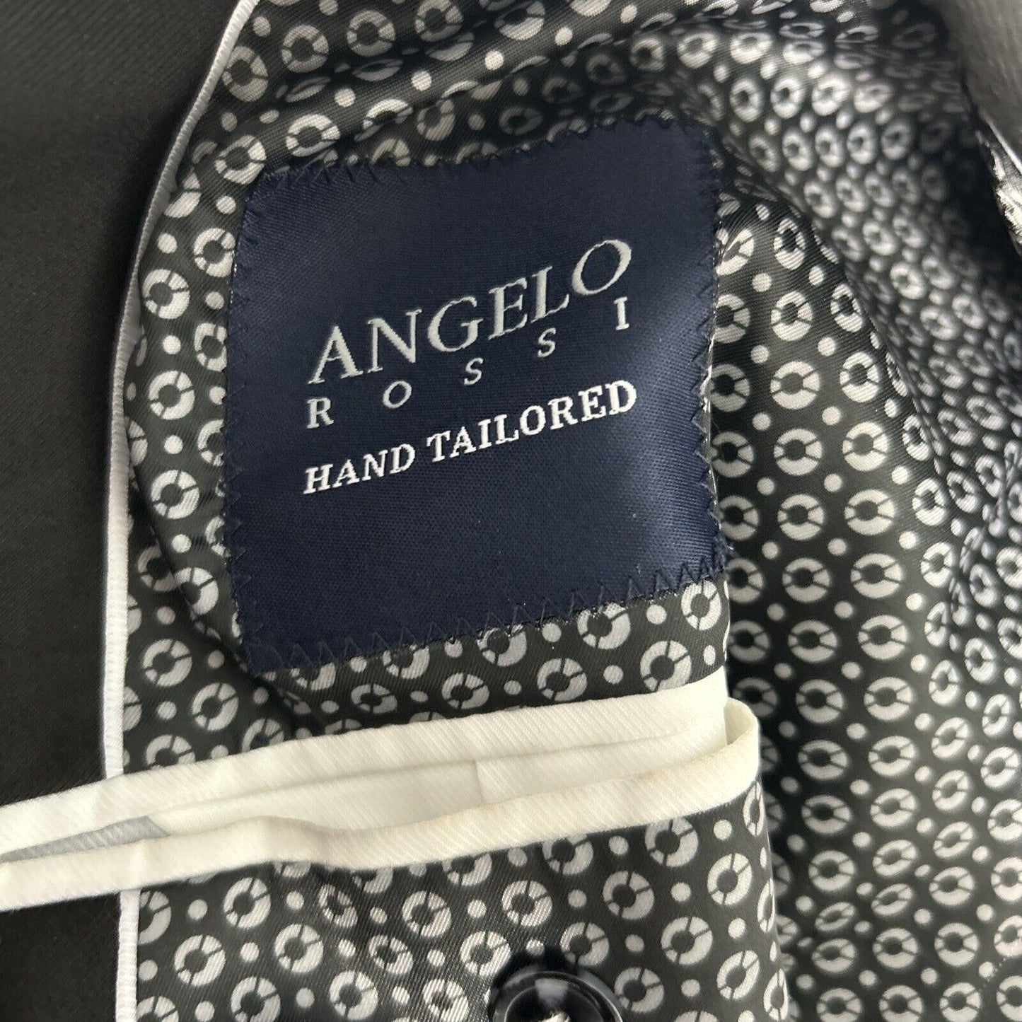 Angelo Rossi Solid Black Hand Tailored Performance Stretch Blazer Men’s 44L