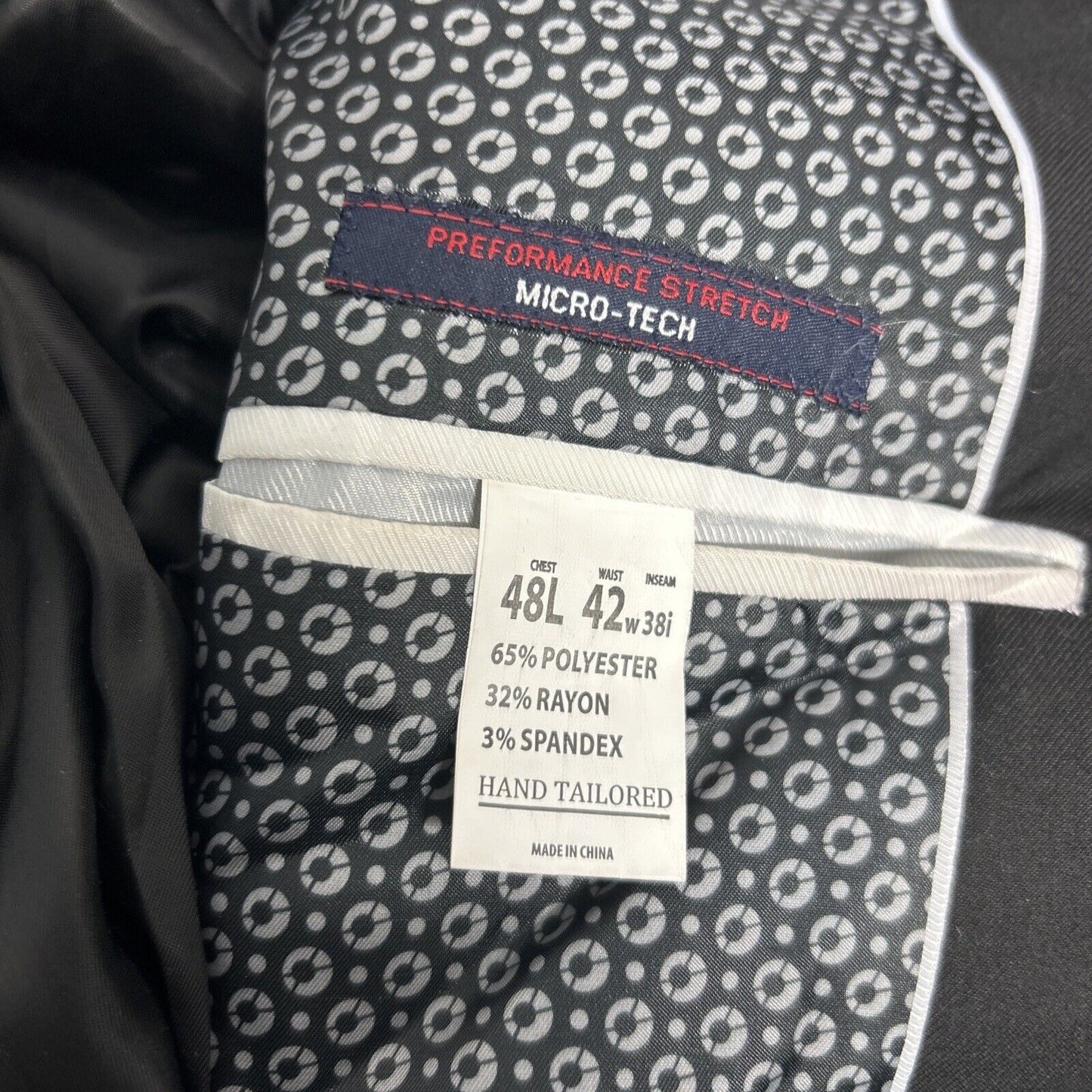 Angelo Rossi Solid Black Hand Tailored Performance Stretch Blazer Men’s 44L