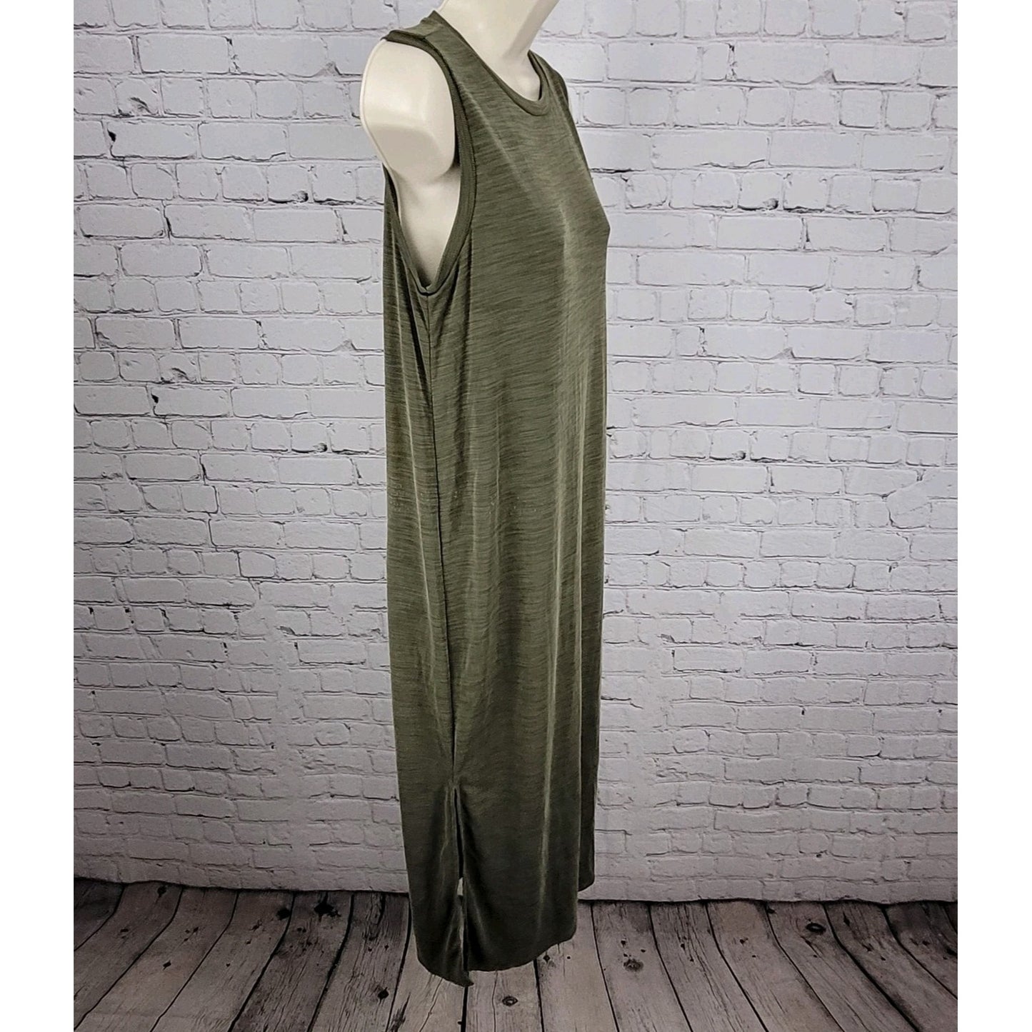 Nicole Miller Green Sleeveless Side Slits Unlined Maxi Tank Dress XS