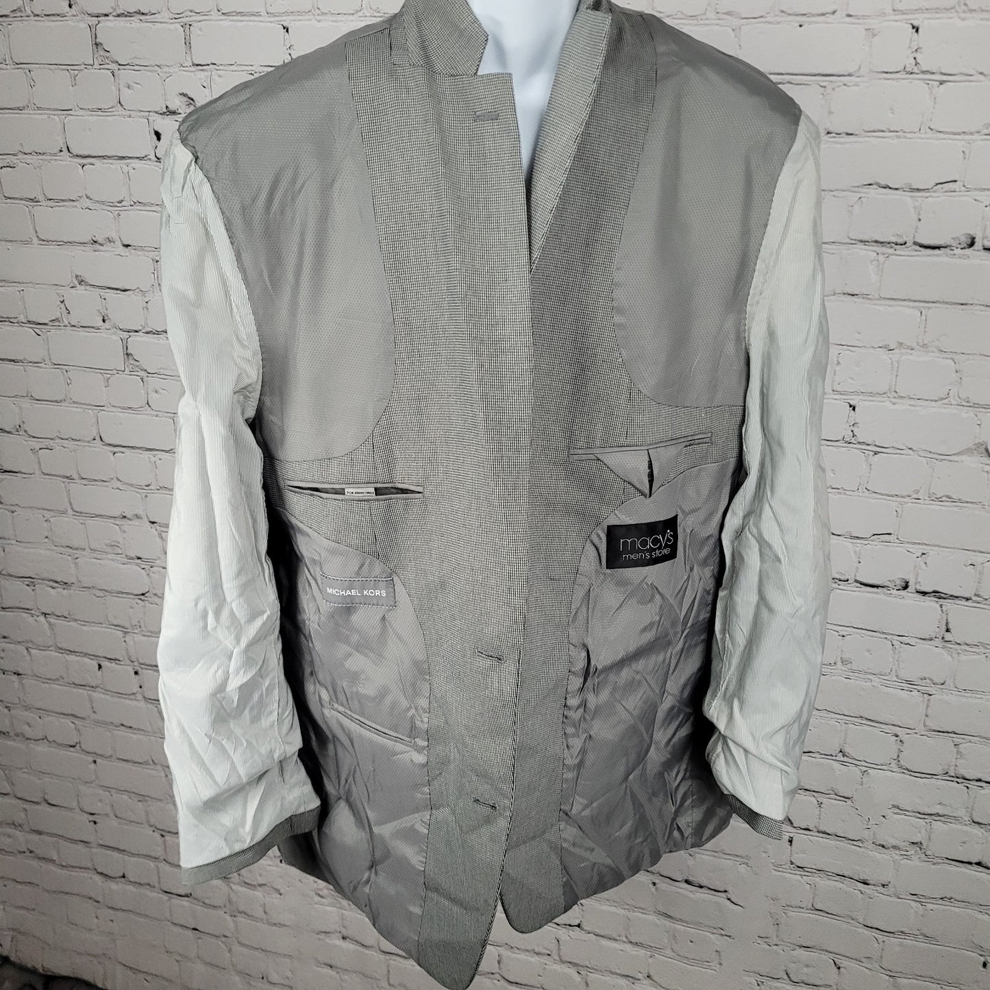 Michael Kors Grey 2 Button Double Vented Notch Blazer Sport Coat Size 44L