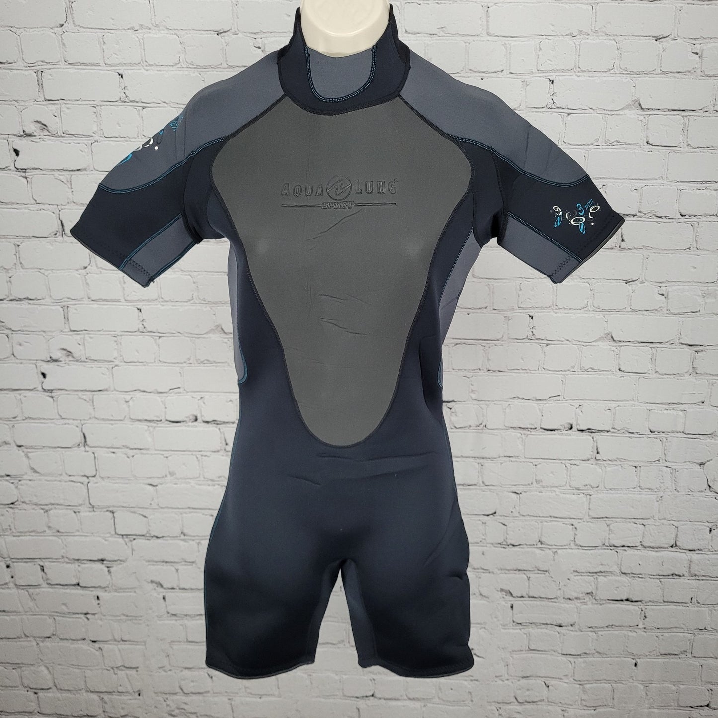 Aqualung Sport Black 3mm Quantum Stretch Shorty Springsuit Wetsuit Size 9/10
