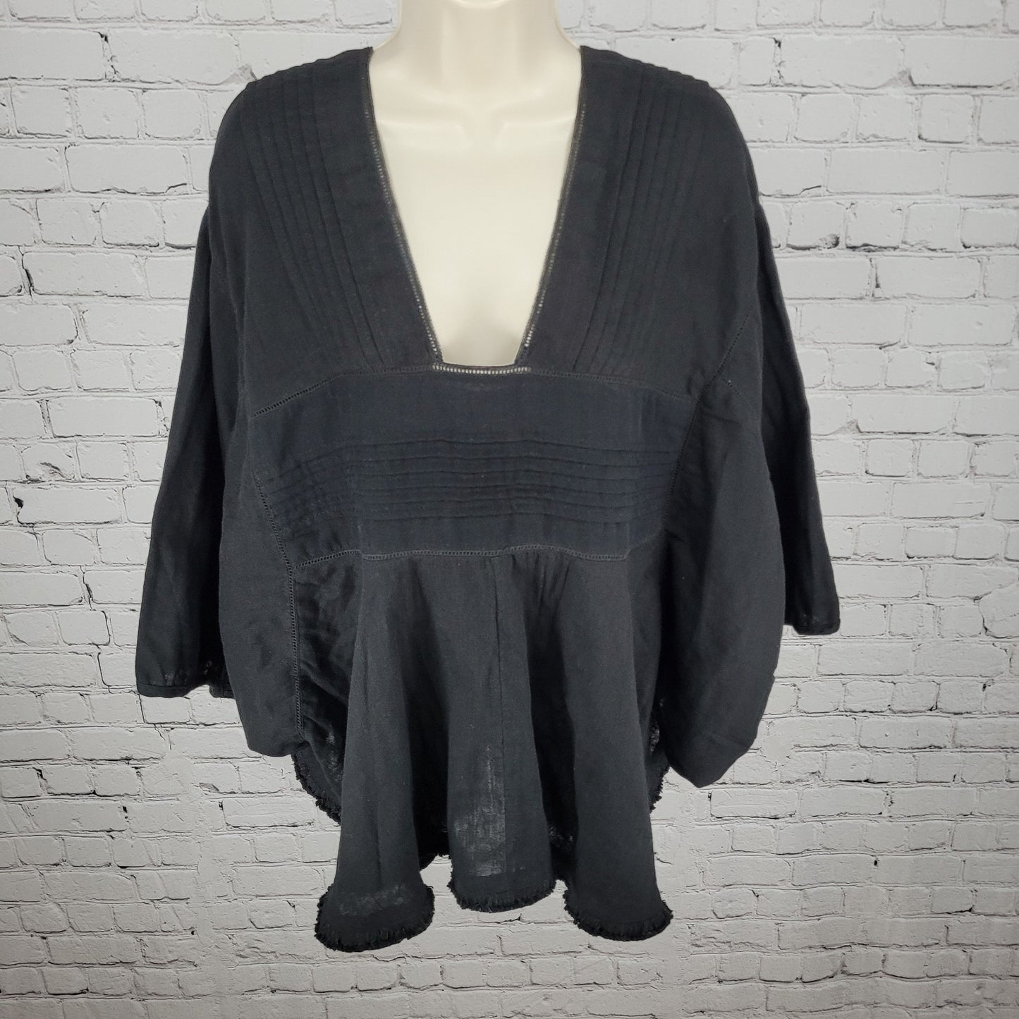 NWT World Market Black 100% Cotton Lightweight Boho Oversized Top Size XL