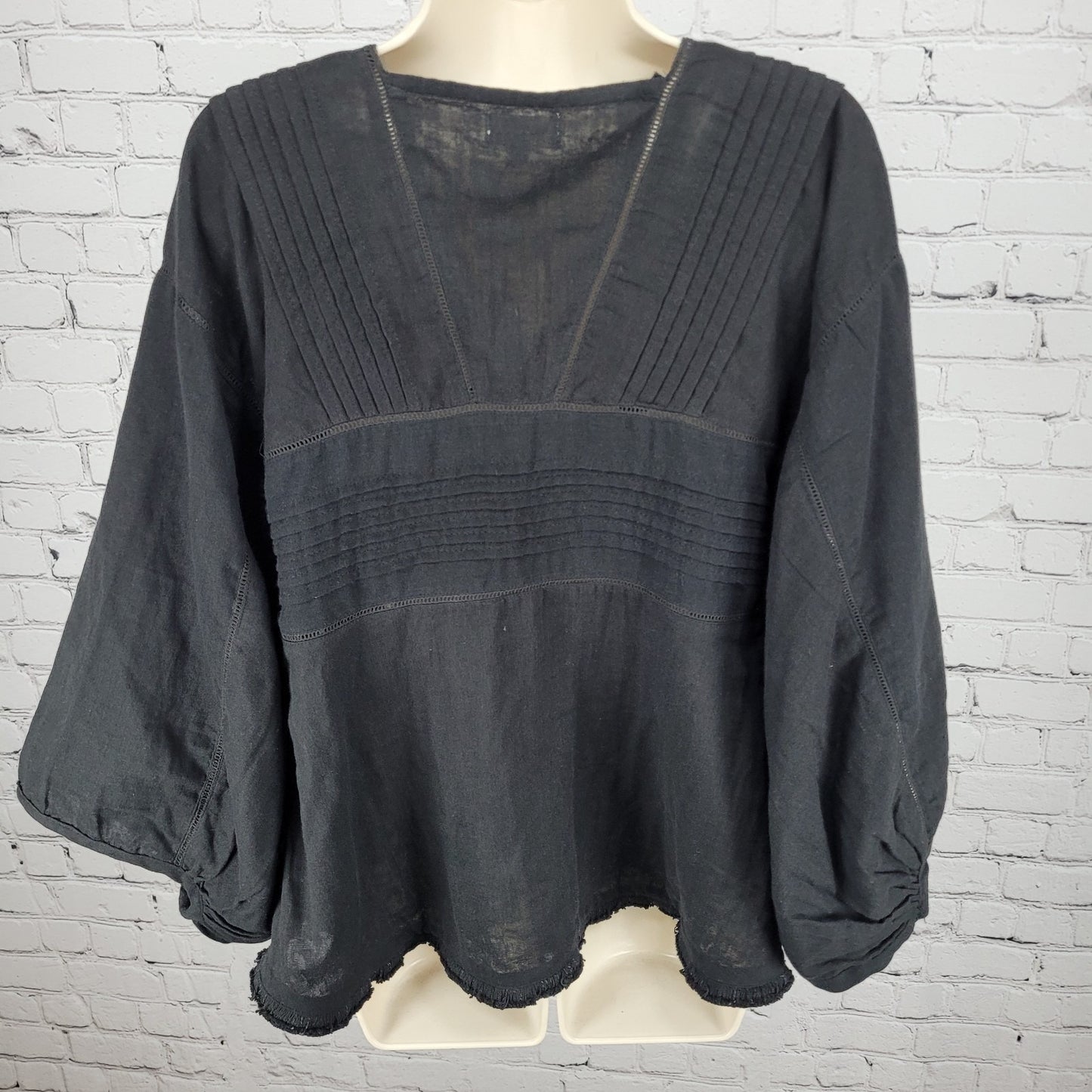 NWT World Market Black 100% Cotton Lightweight Boho Oversized Top Size XL