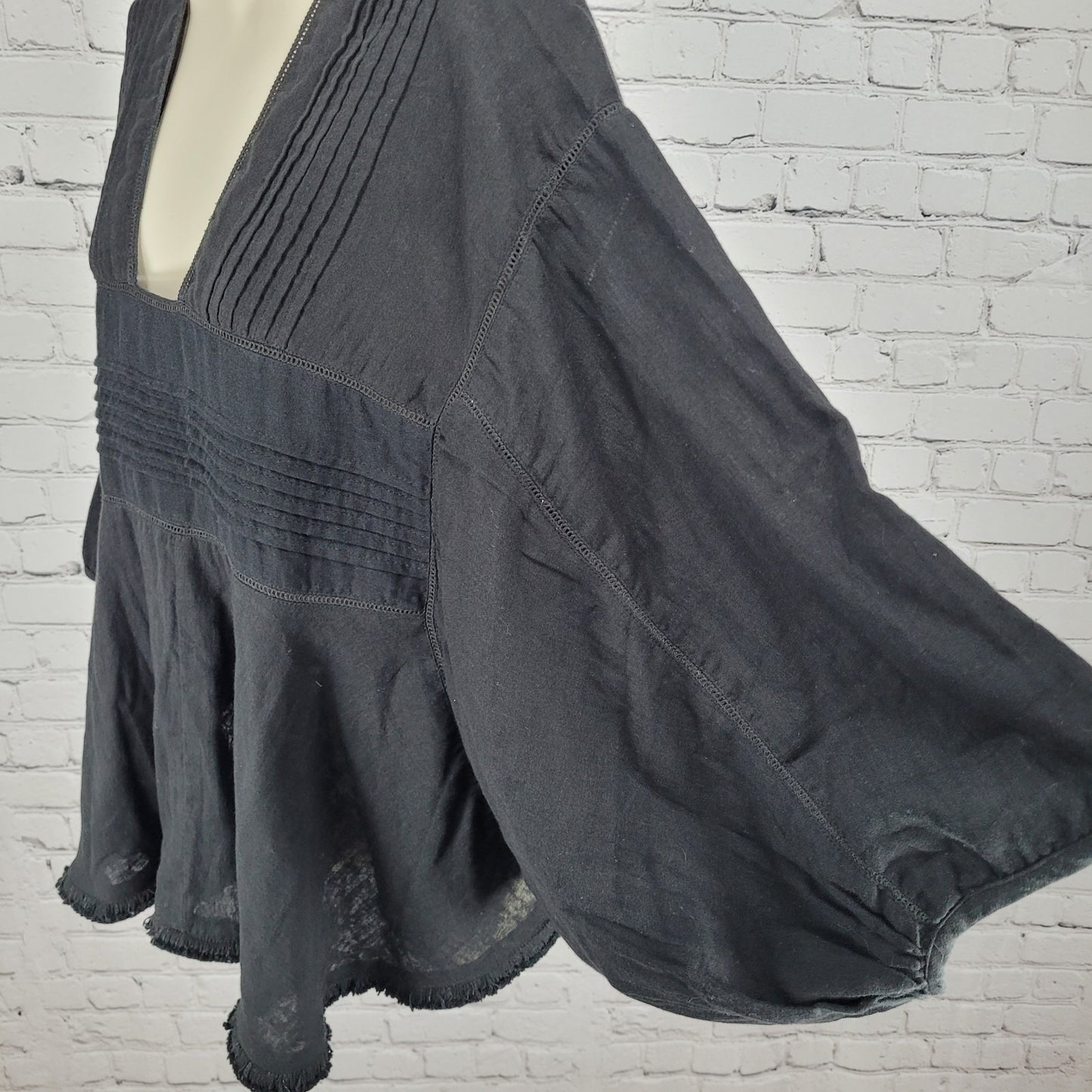 NWT World Market Black 100% Cotton Lightweight Boho Oversized Top Size XL