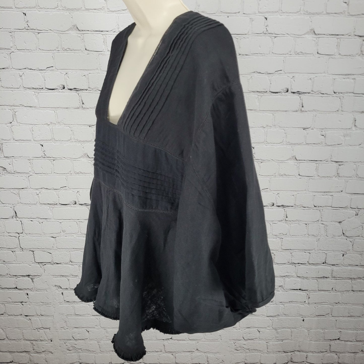 NWT World Market Black 100% Cotton Lightweight Boho Oversized Top Size XL