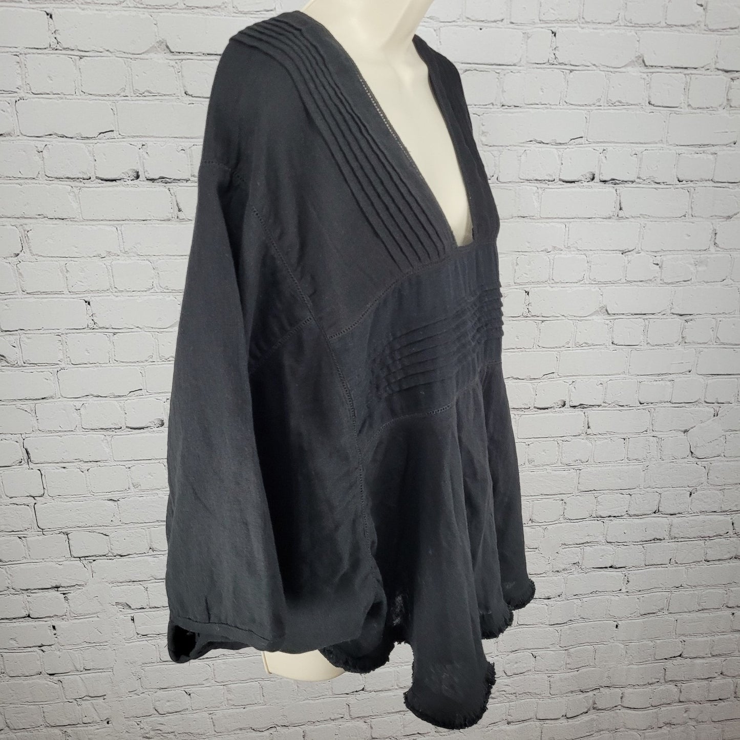 NWT World Market Black 100% Cotton Lightweight Boho Oversized Top Size XL