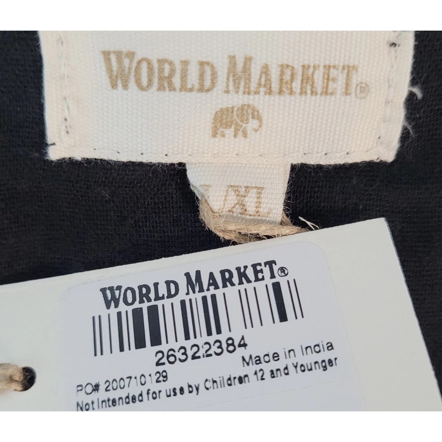 NWT World Market Black 100% Cotton Lightweight Boho Oversized Top Size XL