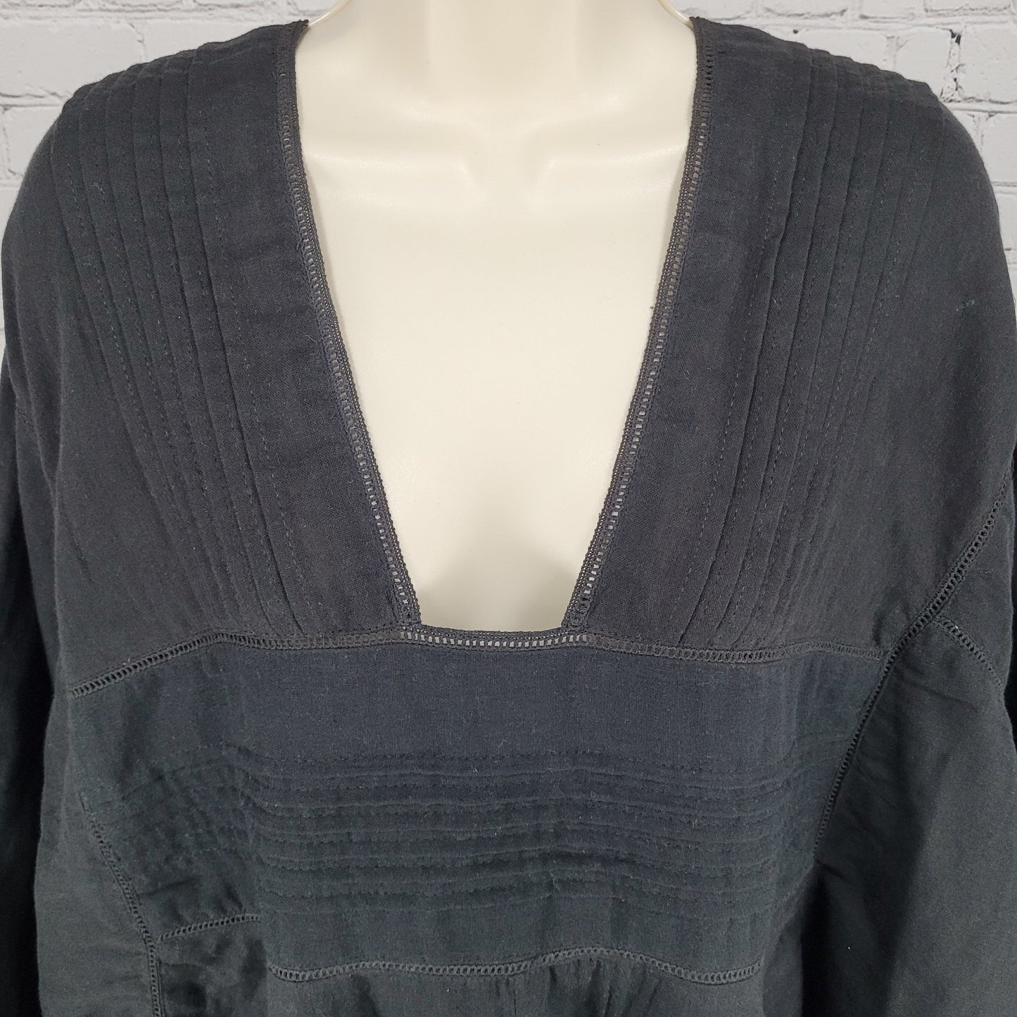 NWT World Market Black 100% Cotton Lightweight Boho Oversized Top Size XL