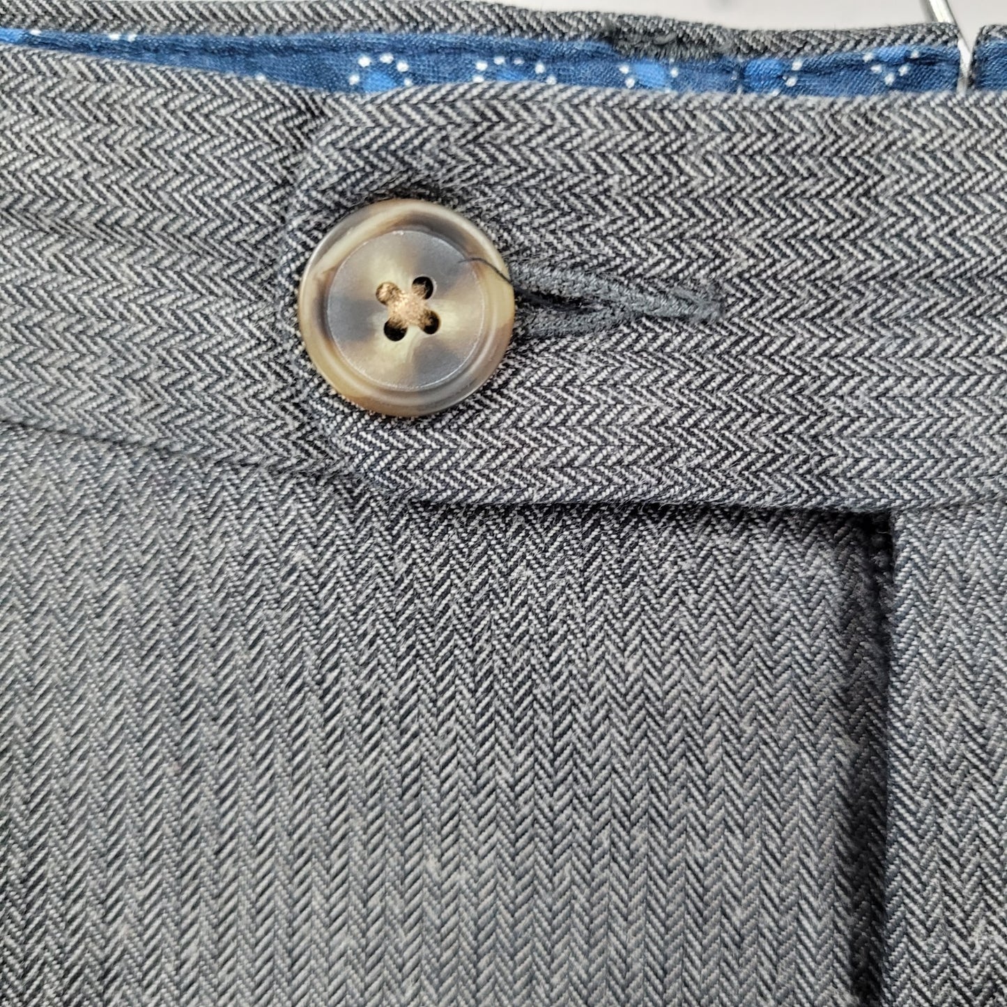 Peter Millar Grey 100% Cotton Herringbone Straight Dress Pants Size 36 (36x35)