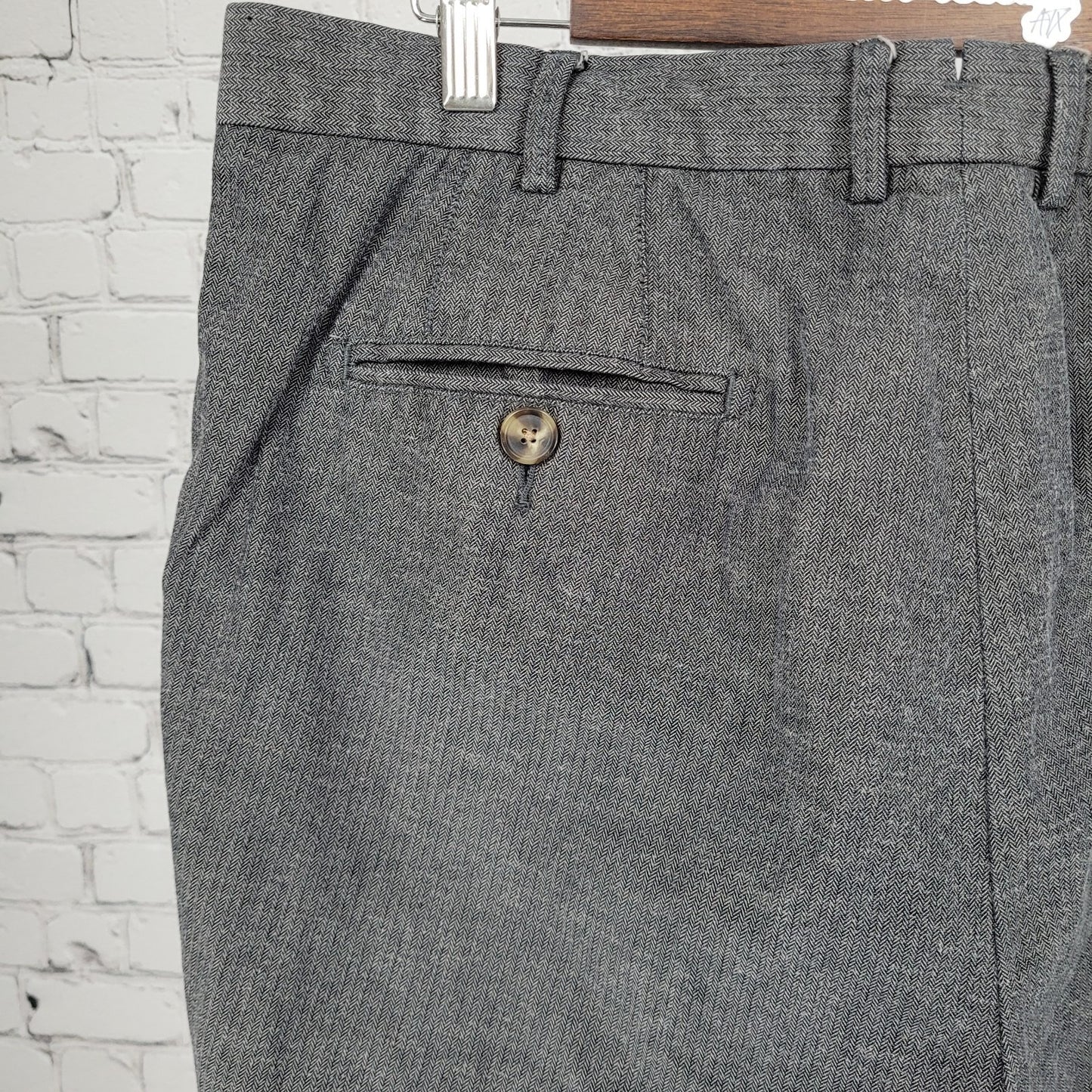 Peter Millar Grey 100% Cotton Herringbone Straight Dress Pants Size 36 (36x35)