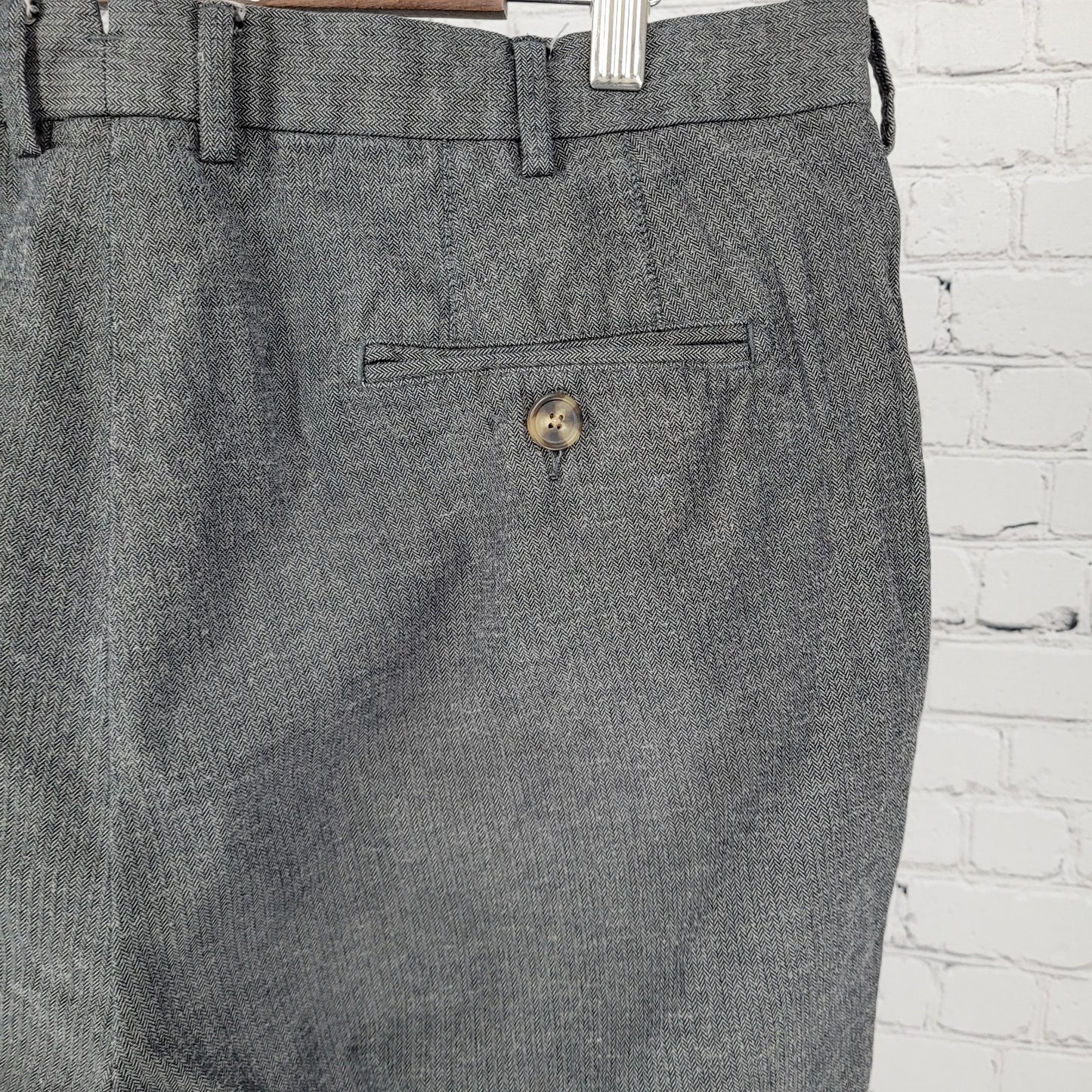 Peter Millar Grey 100% Cotton Herringbone Straight Dress Pants Size 36 (36x35)