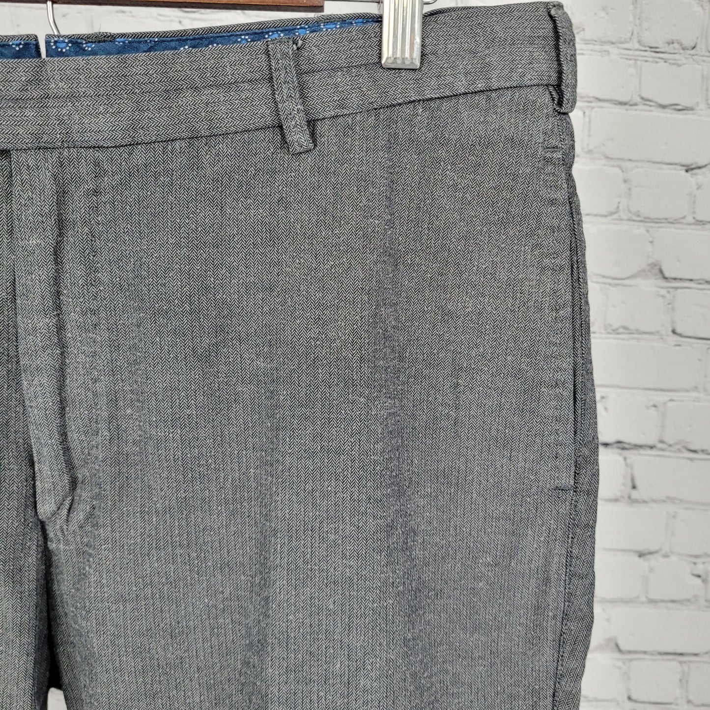 Peter Millar Grey 100% Cotton Herringbone Straight Dress Pants Size 36 (36x35)