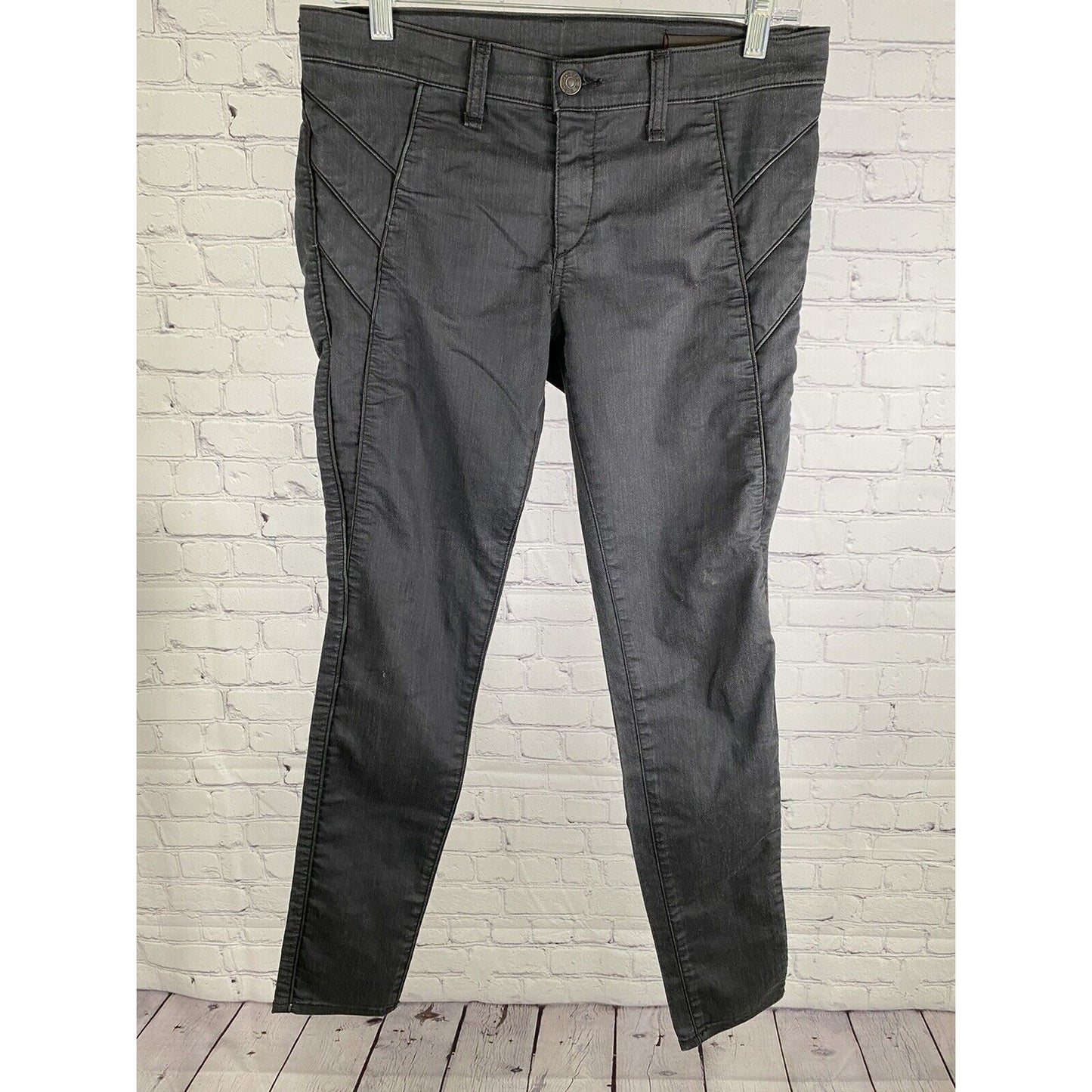 Rag & Bone Jeans Dark Gray Leather Accent Mid Rise Skinny Ankle Jeans (30 x 29)