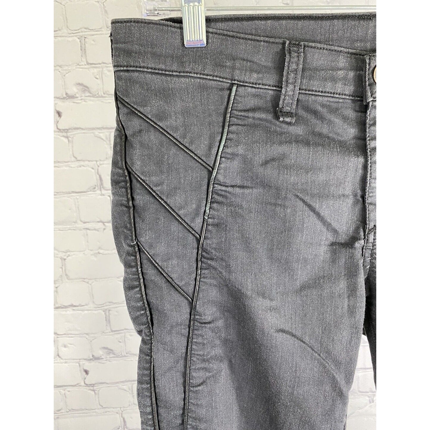 Rag & Bone Jeans Dark Gray Leather Accent Mid Rise Skinny Ankle Jeans (30 x 29)