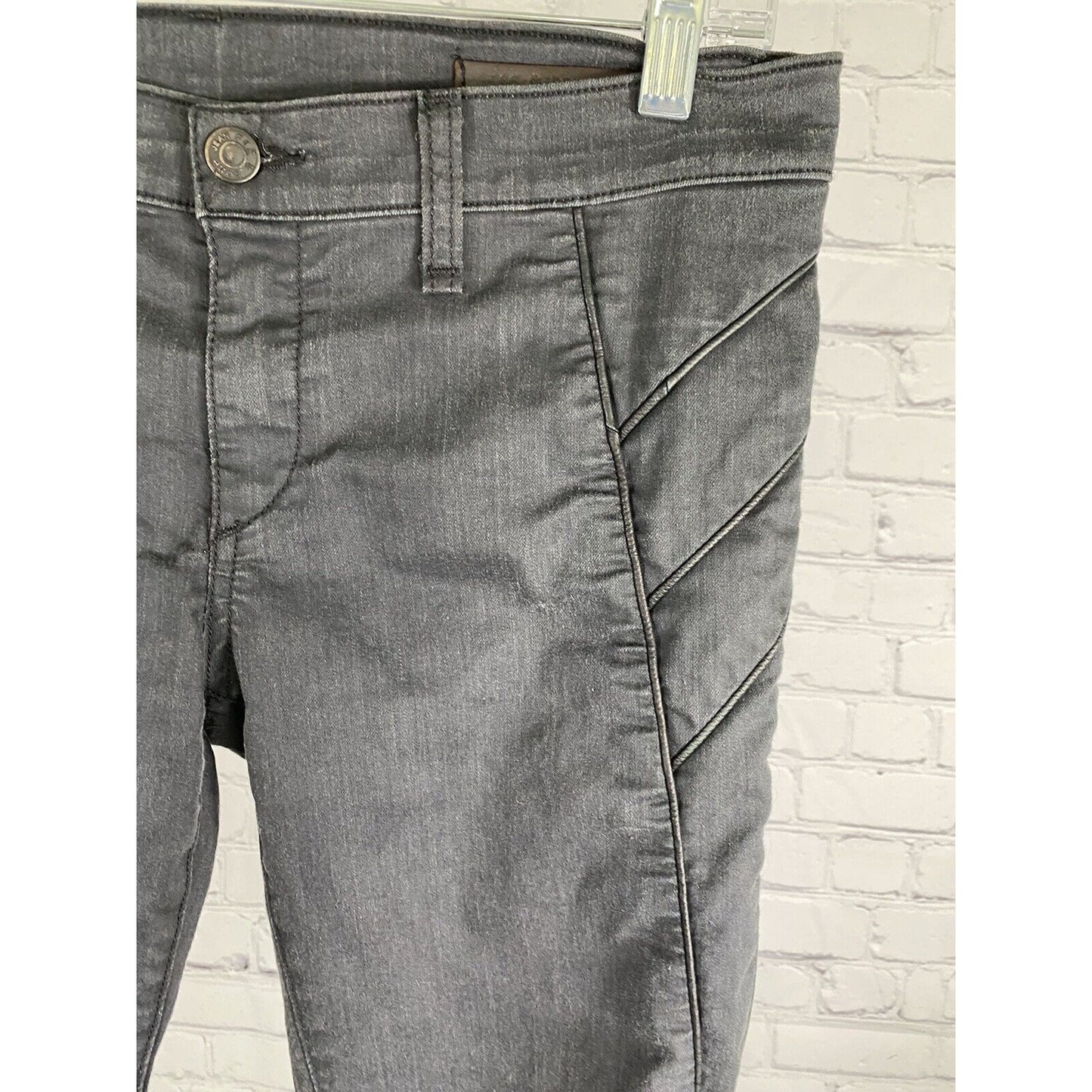 Rag & Bone Jeans Dark Gray Leather Accent Mid Rise Skinny Ankle Jeans (30 x 29)