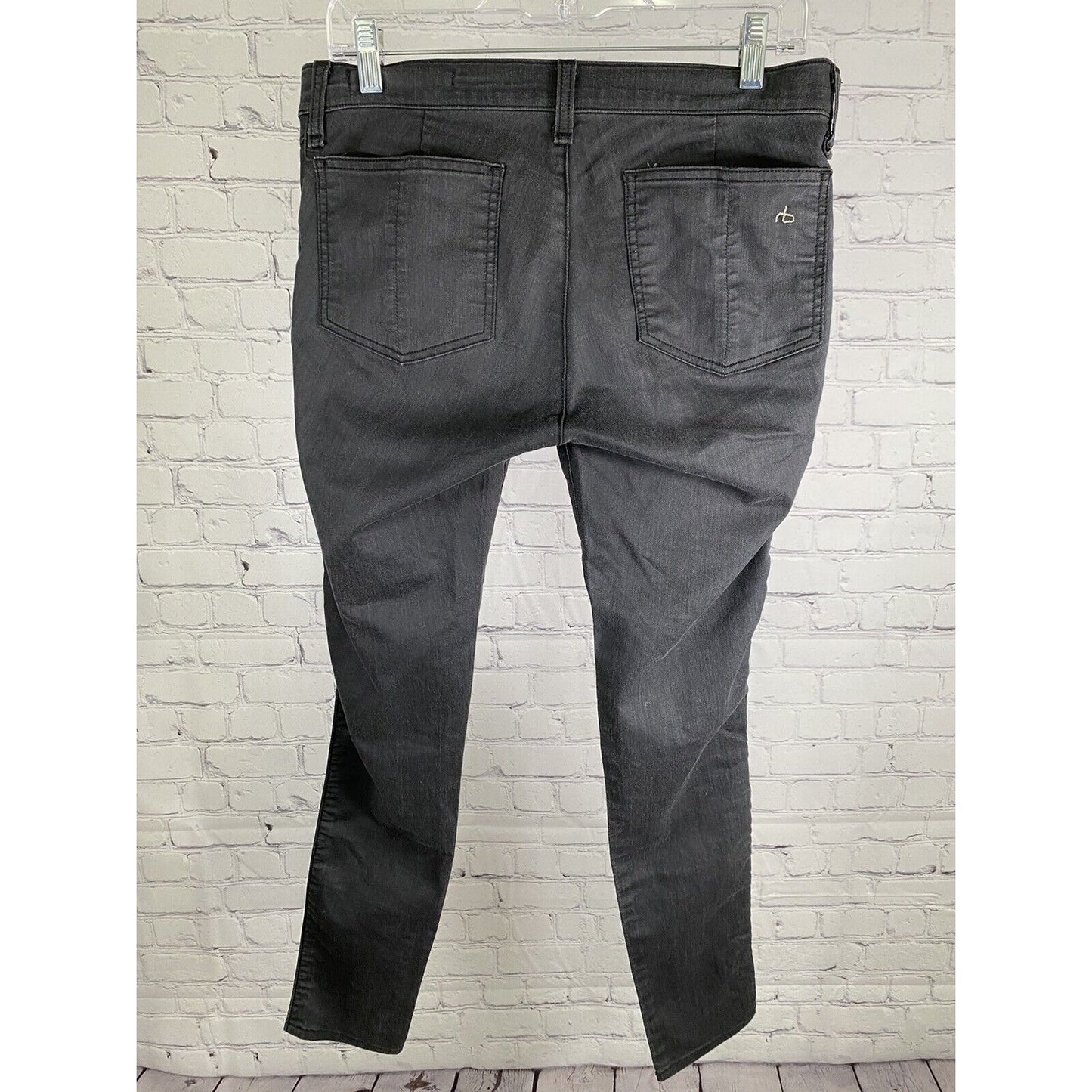 Rag & Bone Jeans Dark Gray Leather Accent Mid Rise Skinny Ankle Jeans (30 x 29)