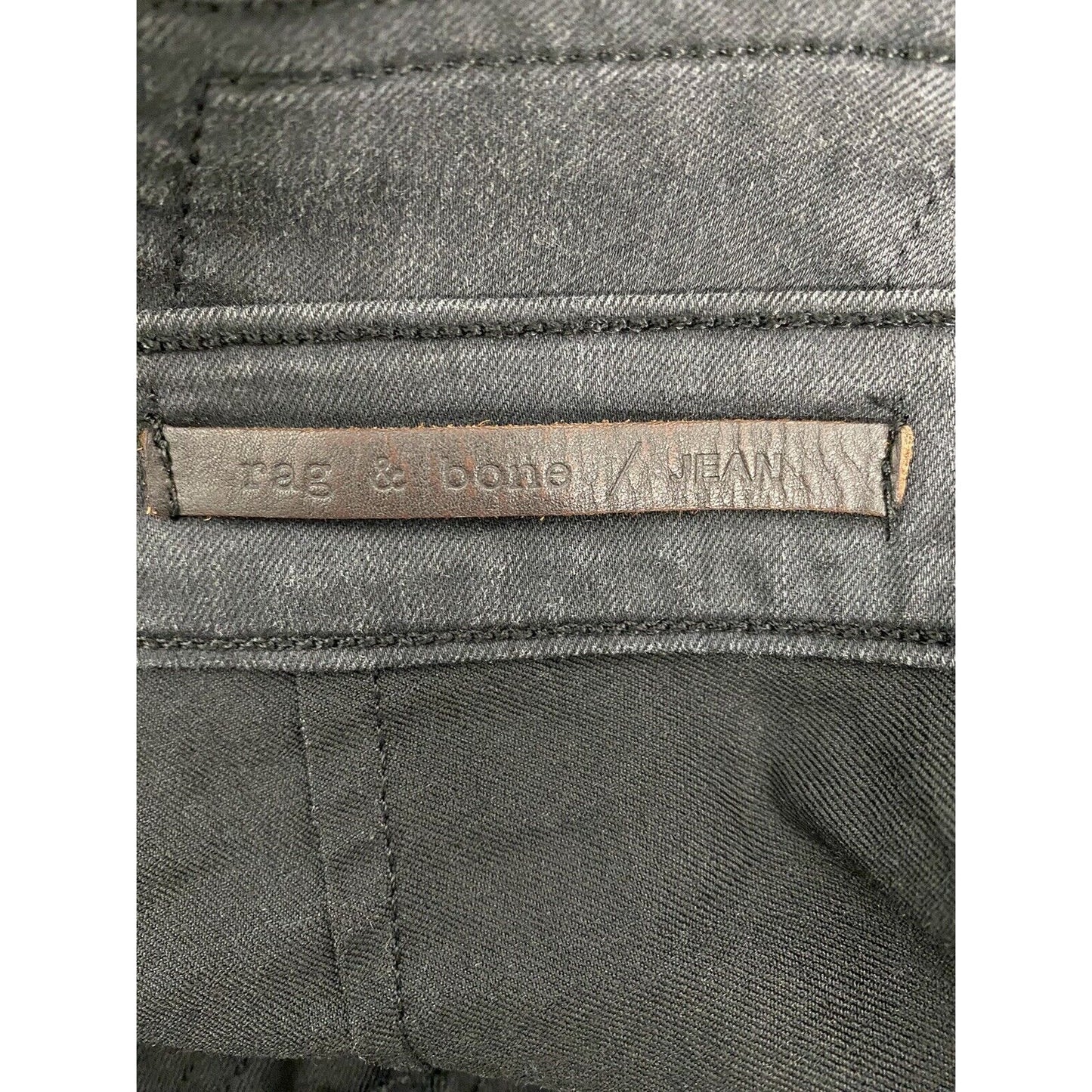 Rag & Bone Jeans Dark Gray Leather Accent Mid Rise Skinny Ankle Jeans (30 x 29)