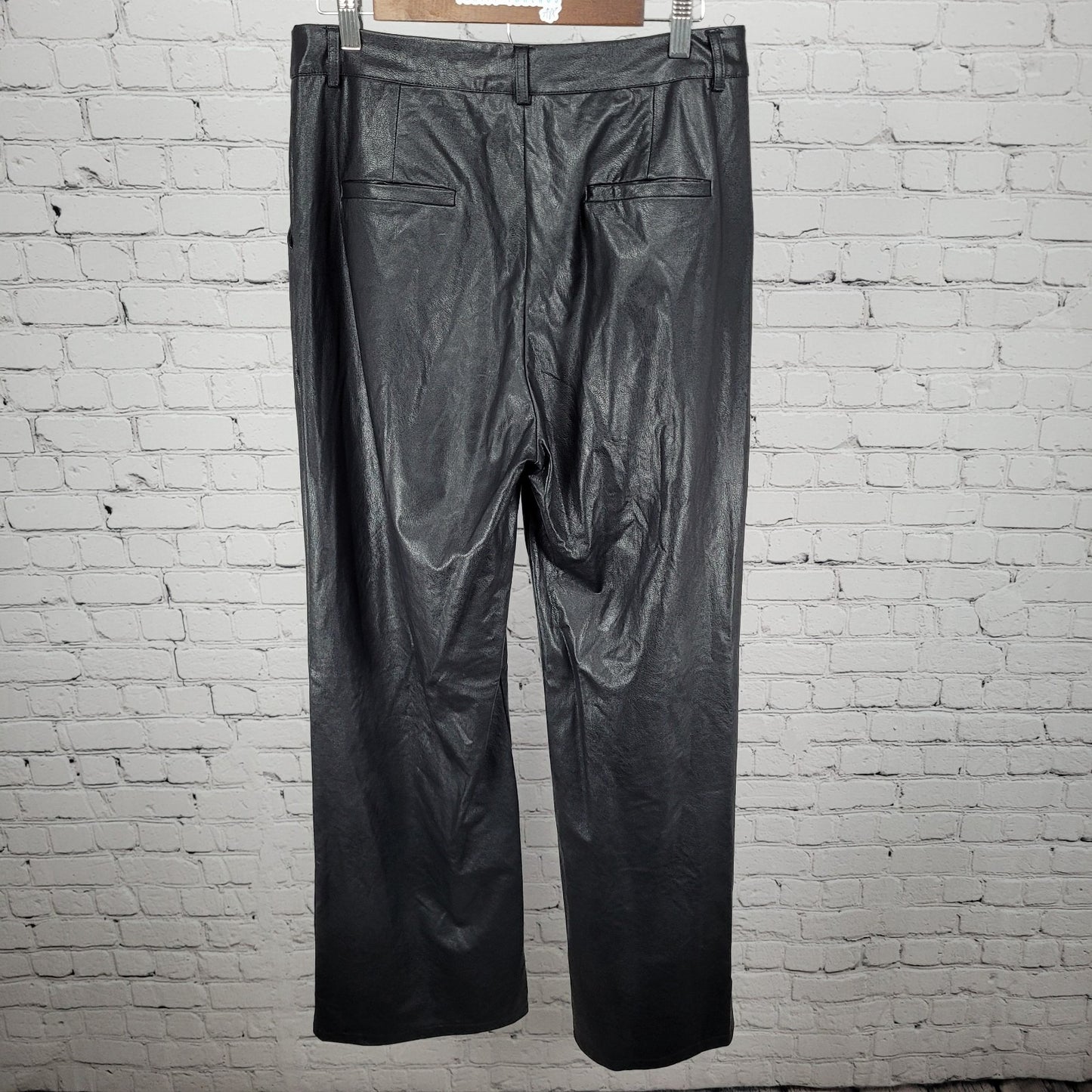 Olivaceous Black Faux Leather Stretch High Rise Pants Size Large L (31x32)