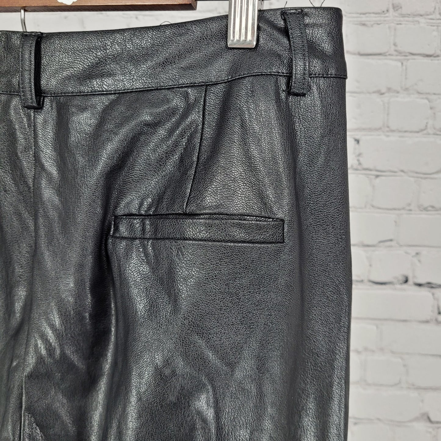 Olivaceous Black Faux Leather Stretch High Rise Pants Size Large L (31x32)