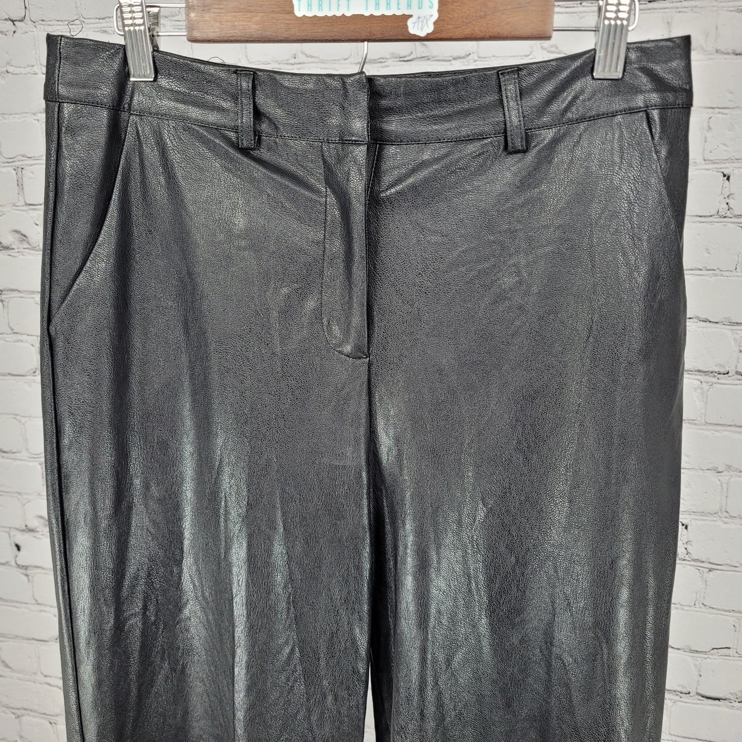 Olivaceous Black Faux Leather Stretch High Rise Pants Size Large L (31x32)