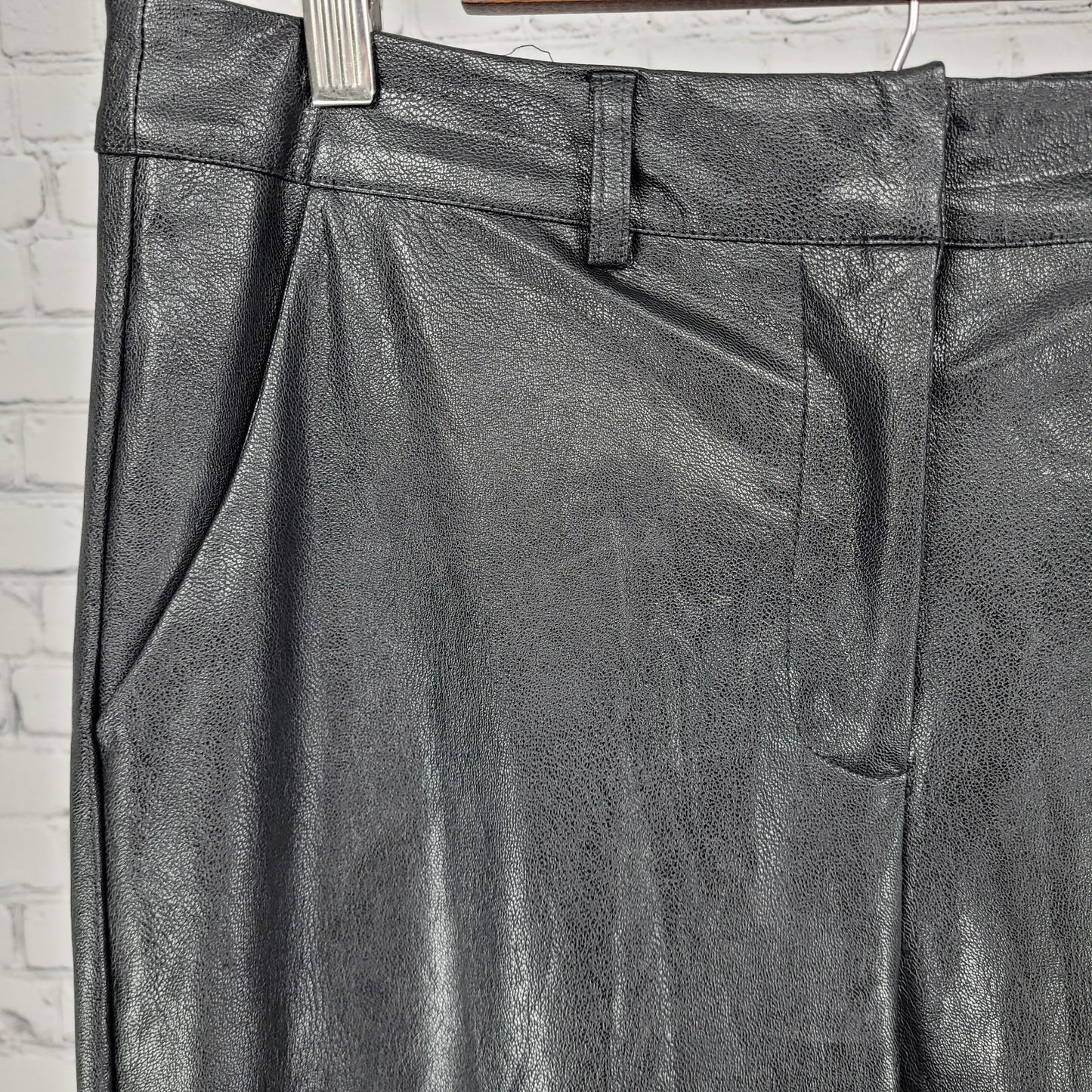 Olivaceous Black Faux Leather Stretch High Rise Pants Size Large L (31x32)