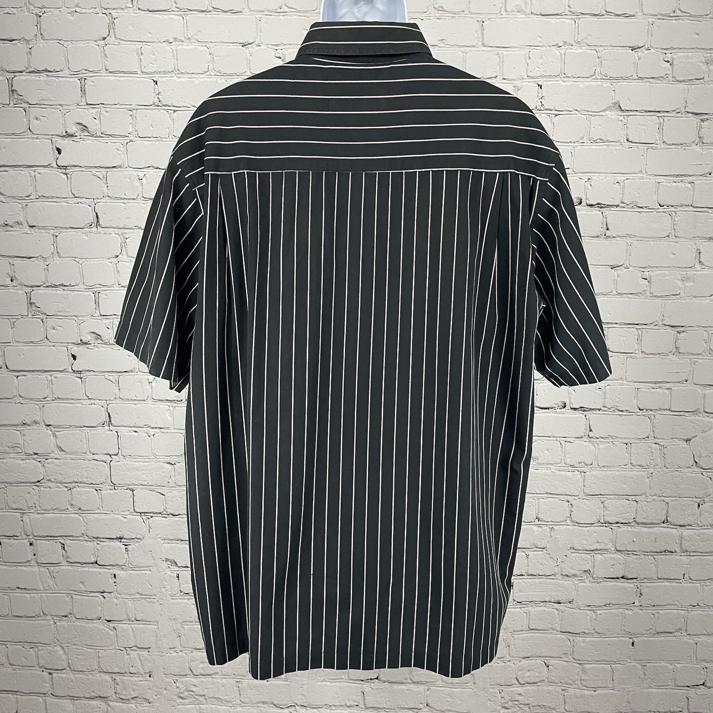 Avirex Black Striped Button Up Lightweight Short Sleeve Shirt Pocket Size XXL