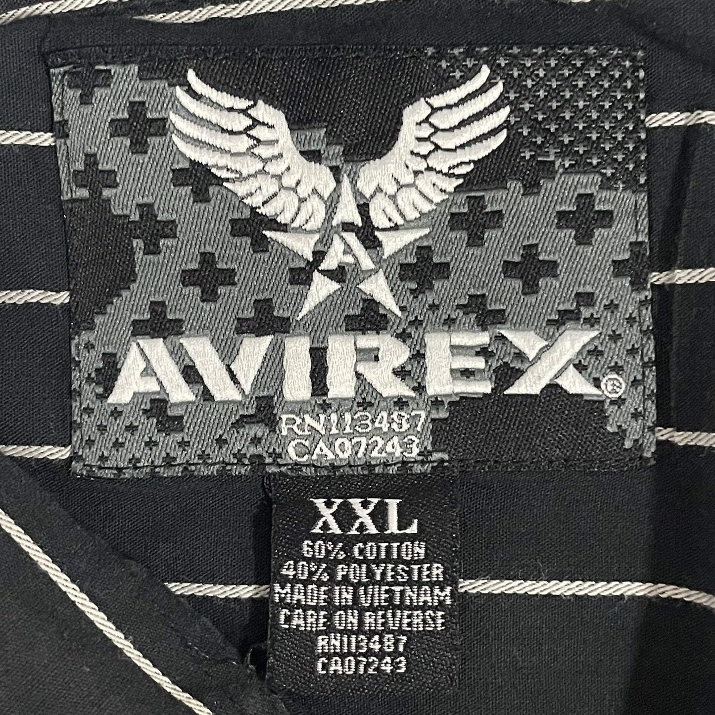 Avirex Black Striped Button Up Lightweight Short Sleeve Shirt Pocket Size XXL