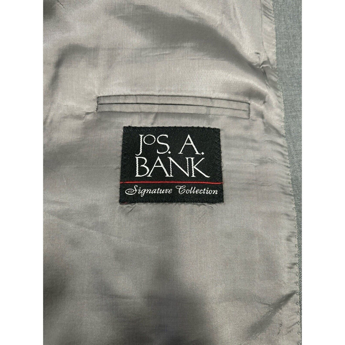 Jos A Bank Signature Collection Gray 2 Button Wool Silk Blend Blazer Size 42S