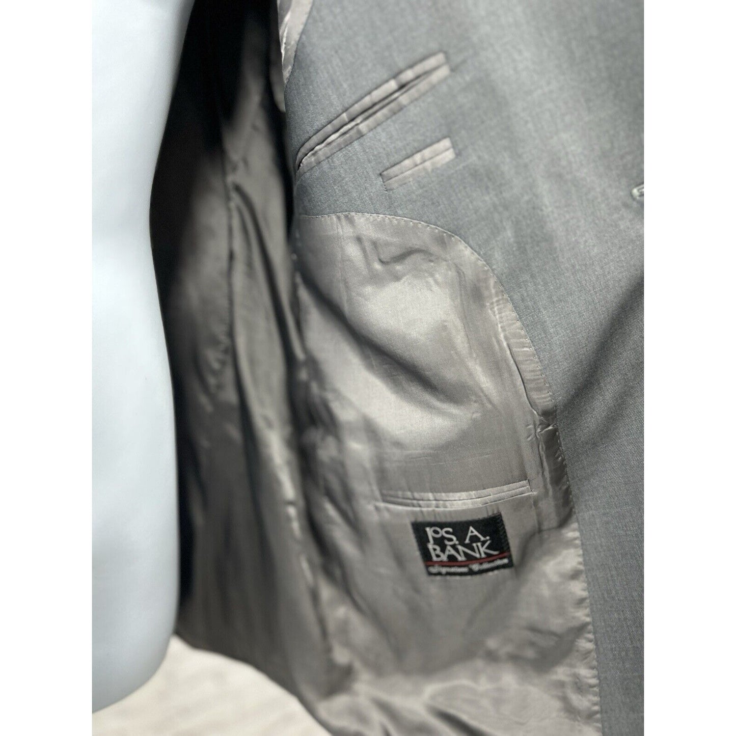 Jos A Bank Signature Collection Gray 2 Button Wool Silk Blend Blazer Size 42S