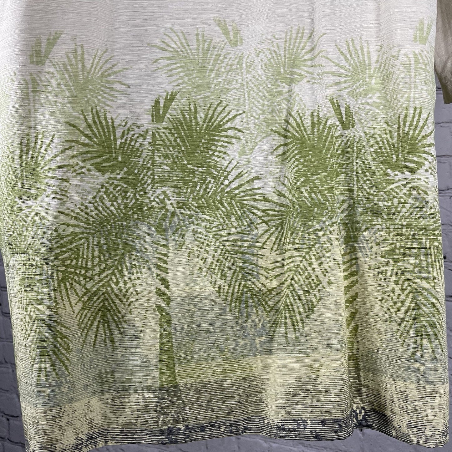 Pusser’s Beige 100% Silk Hawaiian Palm Tree Button Up Short Sleeve Shirt Size XL