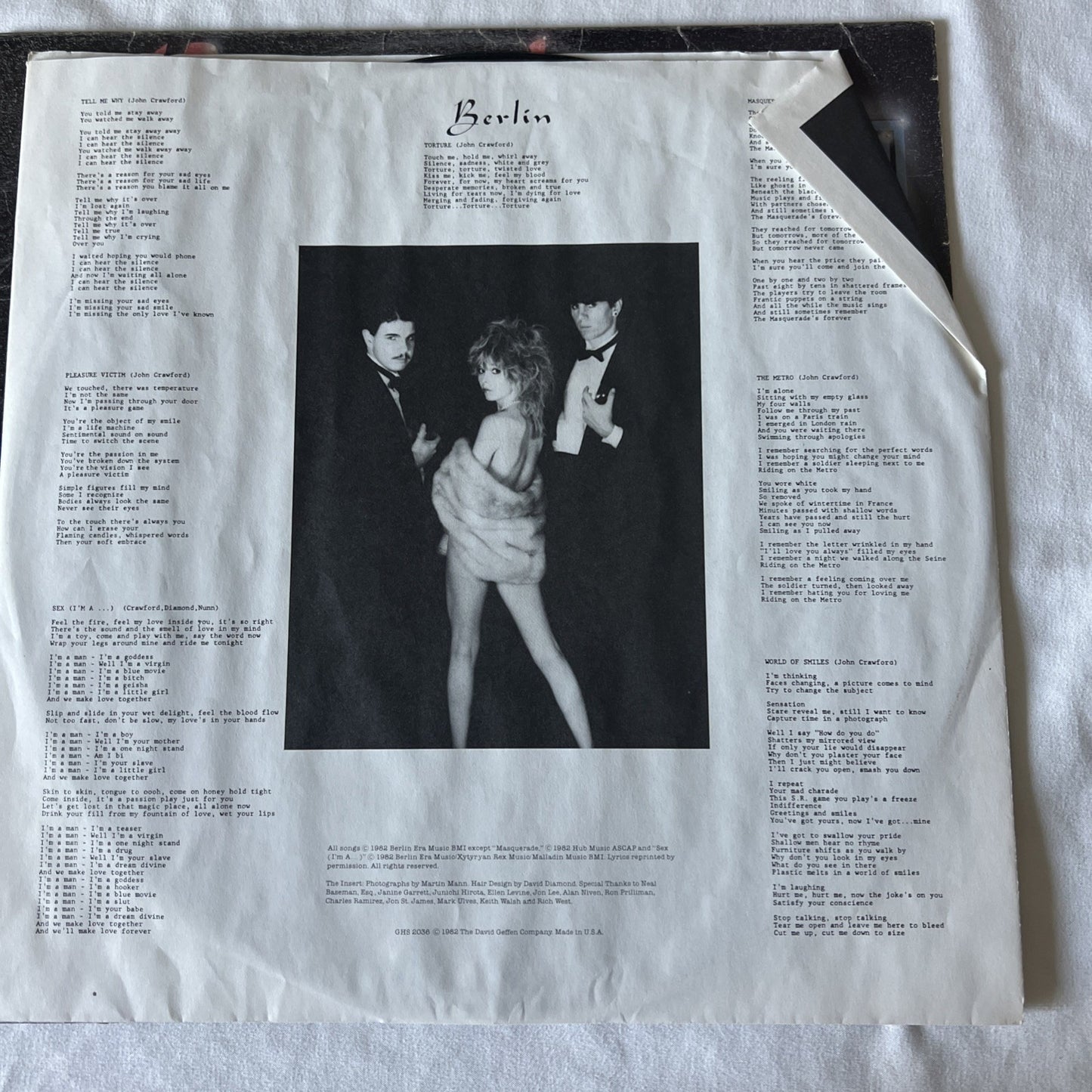 Berlin Pleasure Victim Geffen Records 33 1/2 RPM 1982 LP Vinyl Record Album