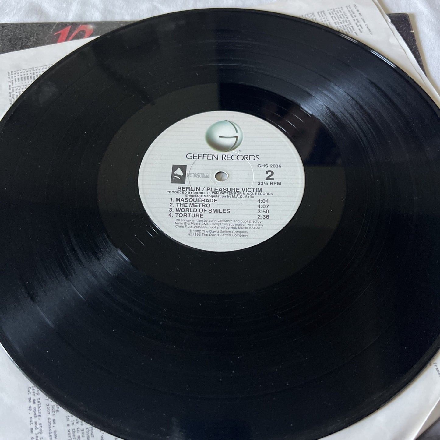 Berlin Pleasure Victim Geffen Records 33 1/2 RPM 1982 LP Vinyl Record Album