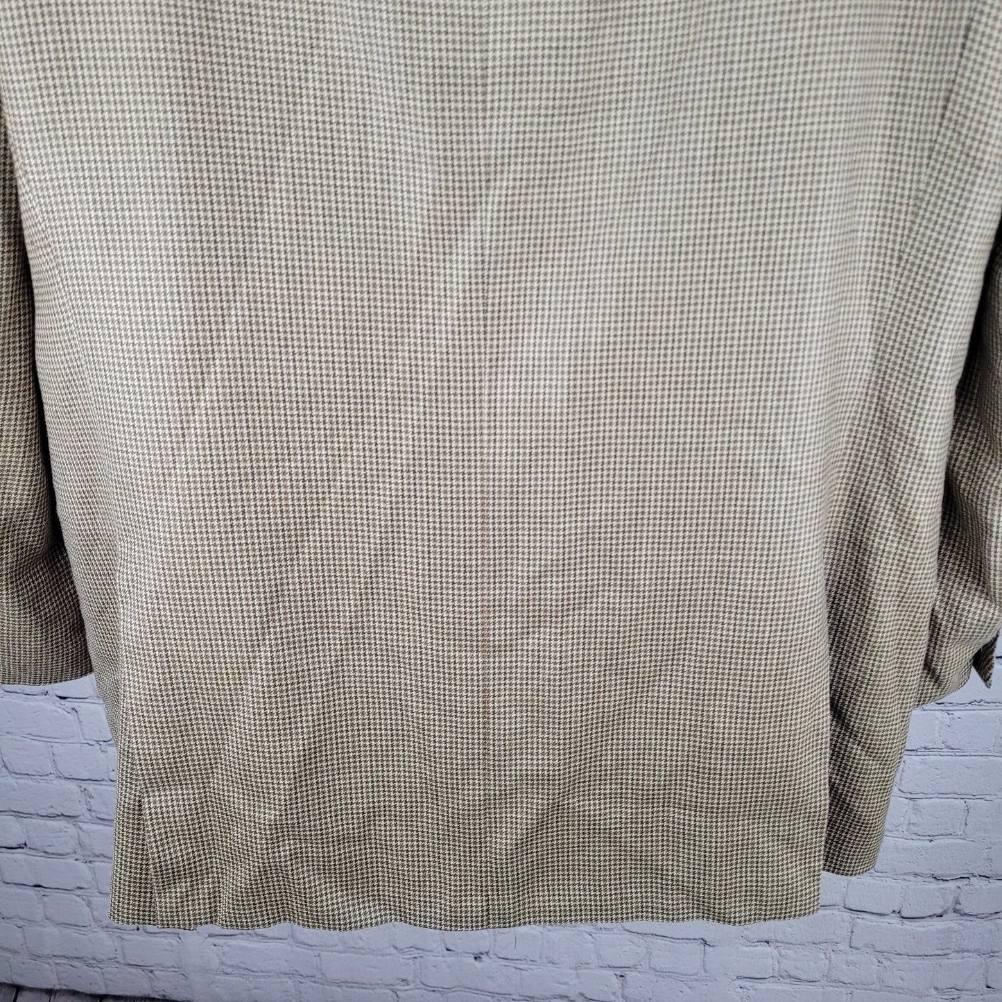 Burberry Tan Silk Wool Houndstooth 3 Button Blazer Sport Coat USA Made Size 44L