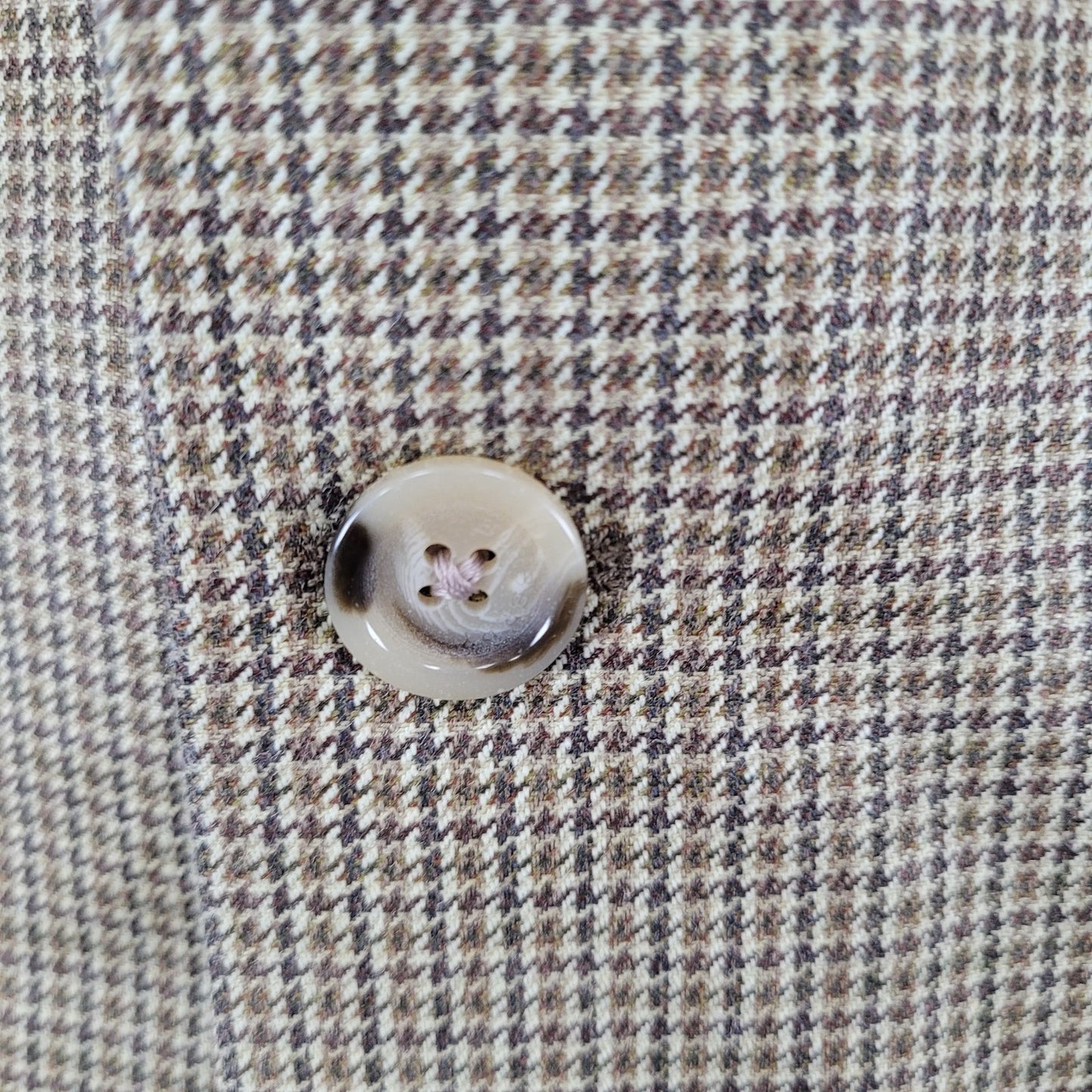 Burberry Tan Silk Wool Houndstooth 3 Button Blazer Sport Coat USA Made Size 44L