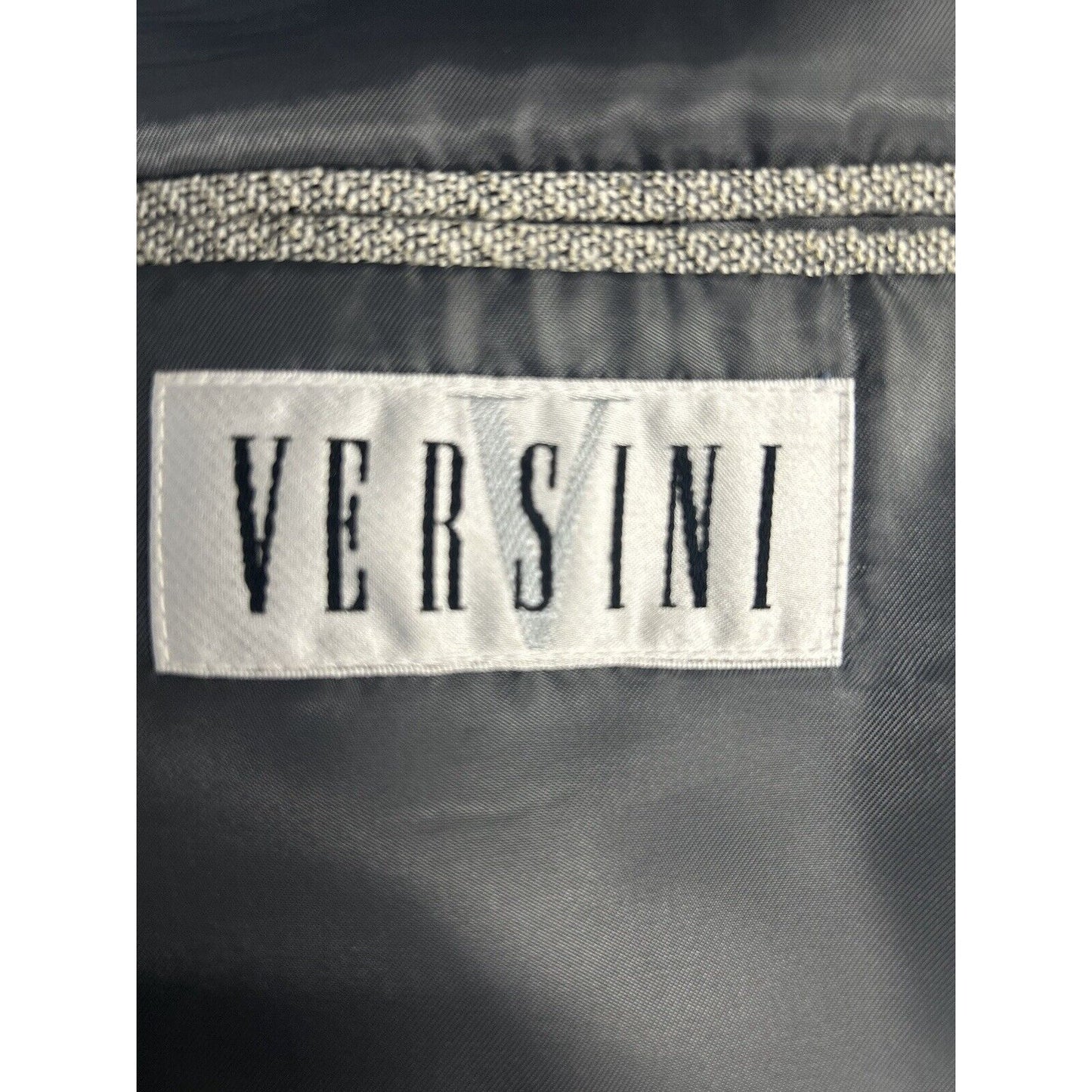 VTG Versini 100% Silk 2 Button Ventless Sport Coat Gray Made In Italy Size 44R