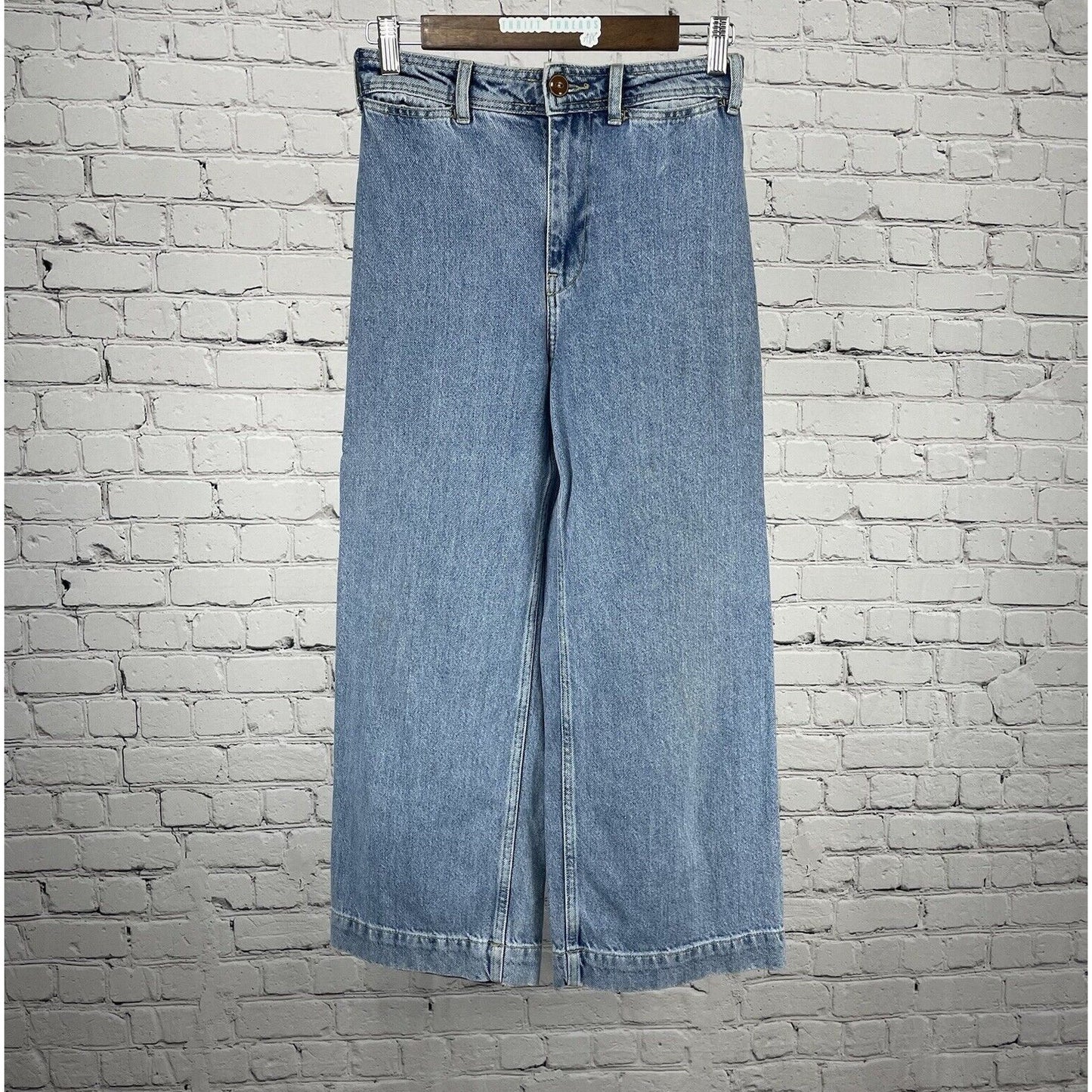 We The Free Blue 100% Cotton Denim Wide Leg High Rise Jeans Size 25 (25x23.5)