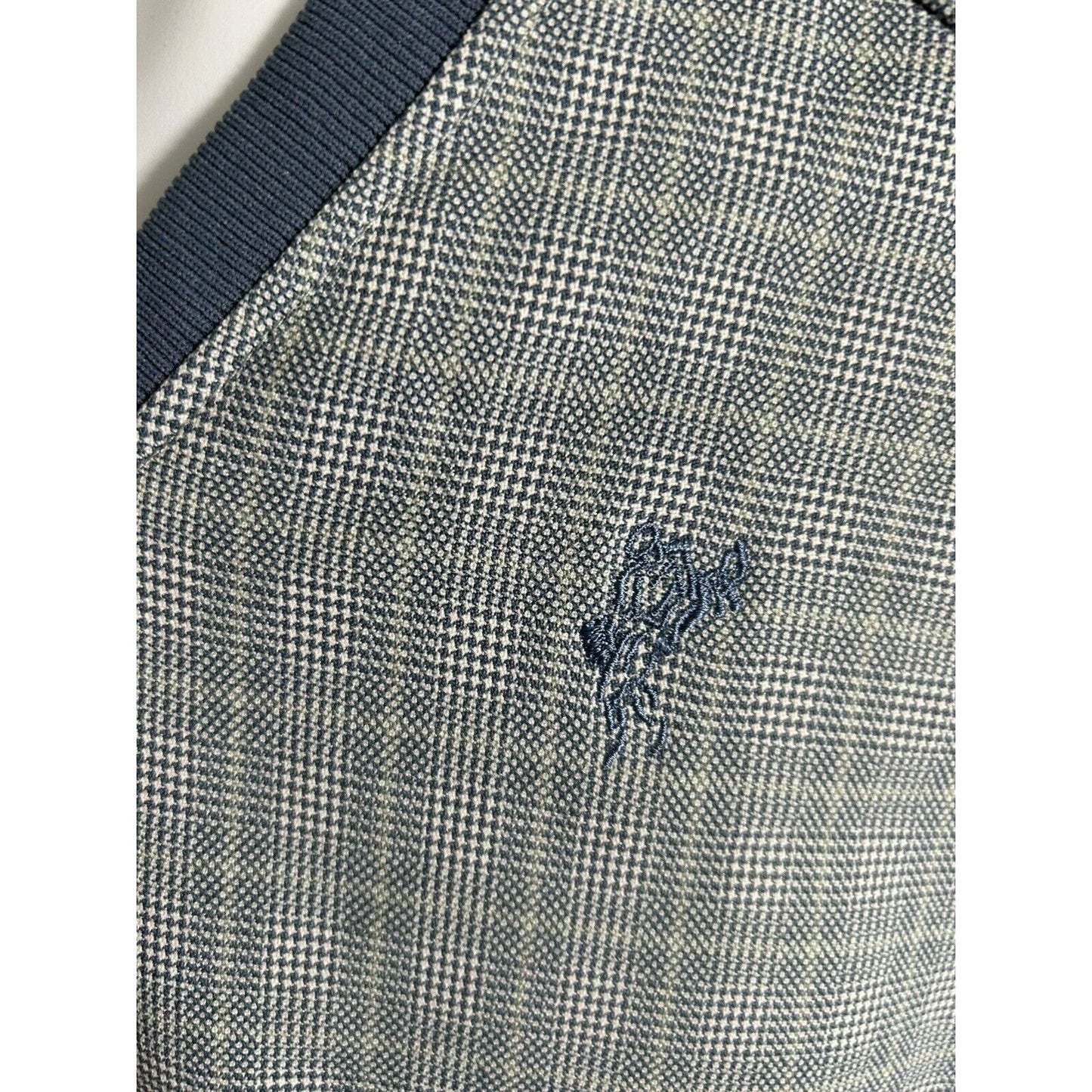 Ashworth Blue Plaid Pullover V Neck Long Sleeve Lined Golf Sweatshirt Mens M