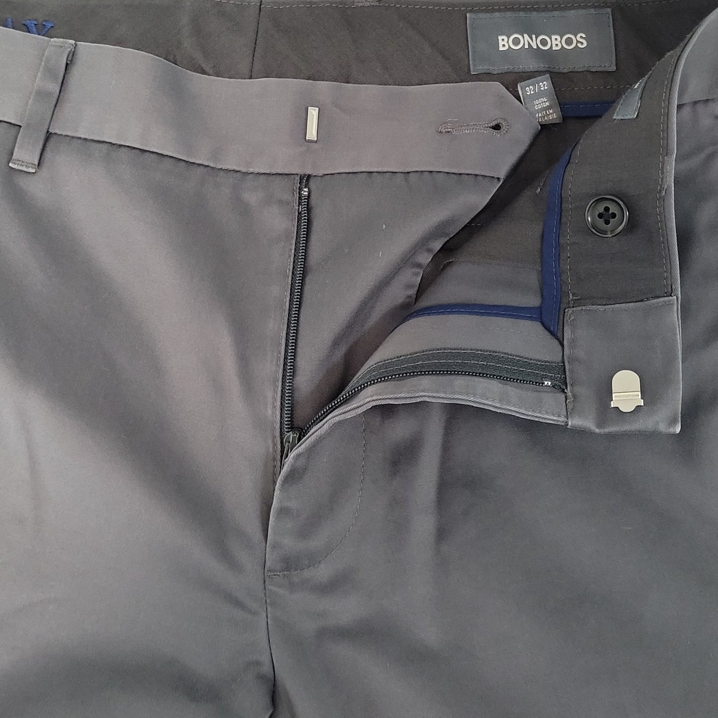 Bonobos Grey 100% Cotton Friday Slim Fit Chino Pants Size 32/32