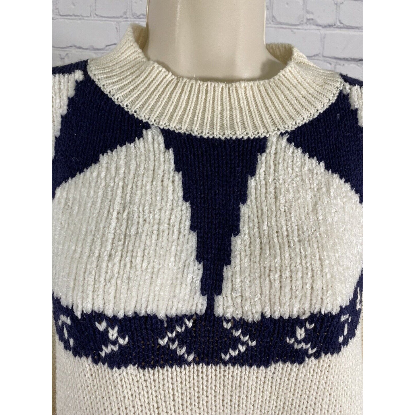 Vintage NWT A Little Extra Spice Womens Knit Sweater White Blue Size 24W/ 44
