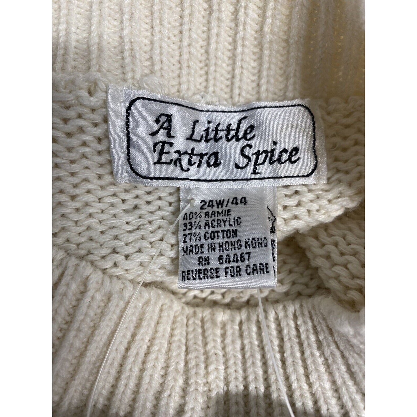 Vintage NWT A Little Extra Spice Womens Knit Sweater White Blue Size 24W/ 44